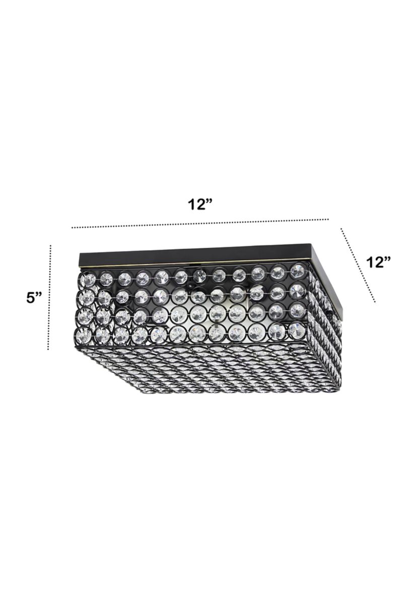 Glam 2 Light 12 Inch Square Flush Mount, Restoration Bronze
