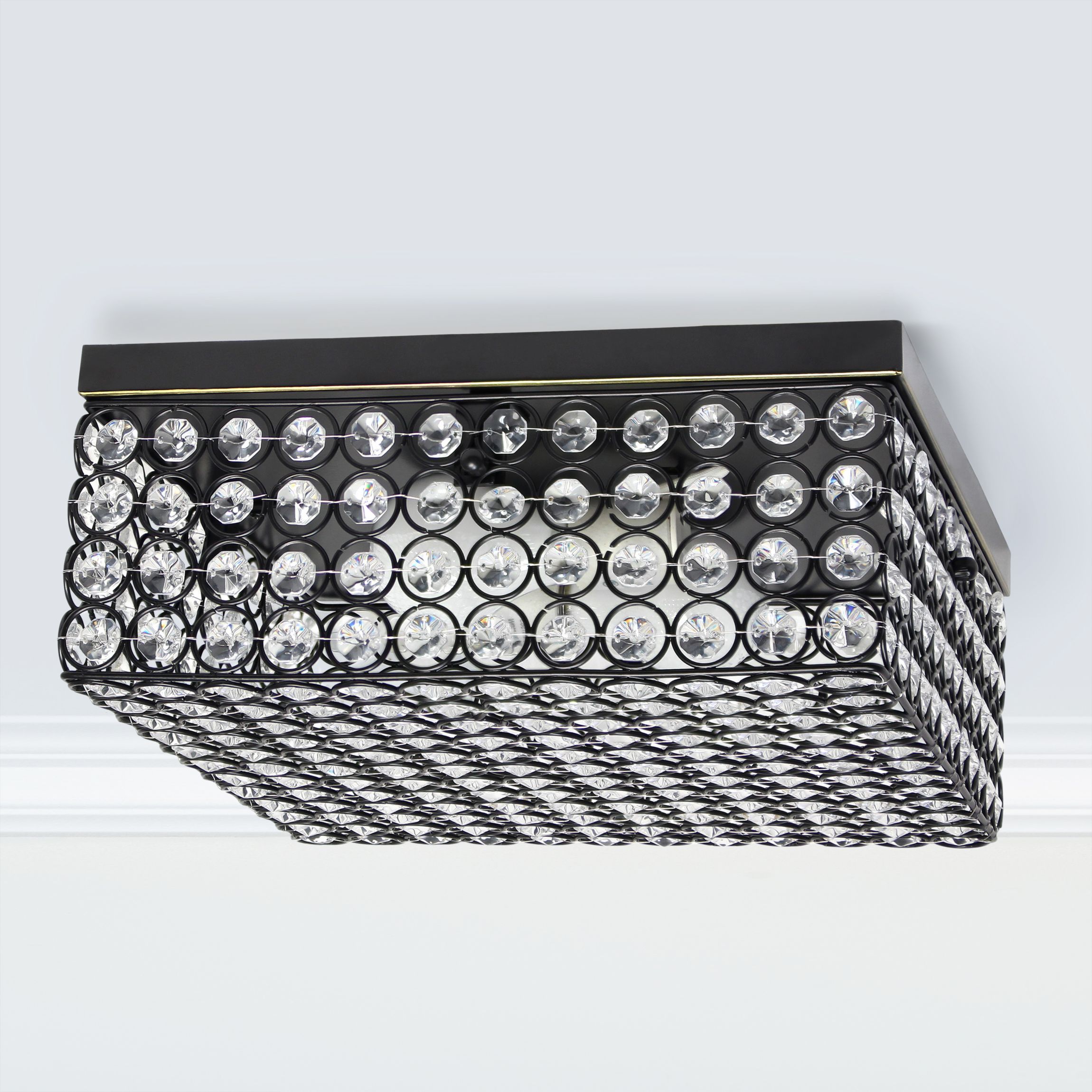 Glam 2 Light 12 Inch Square Flush Mount, Restoration Bronze