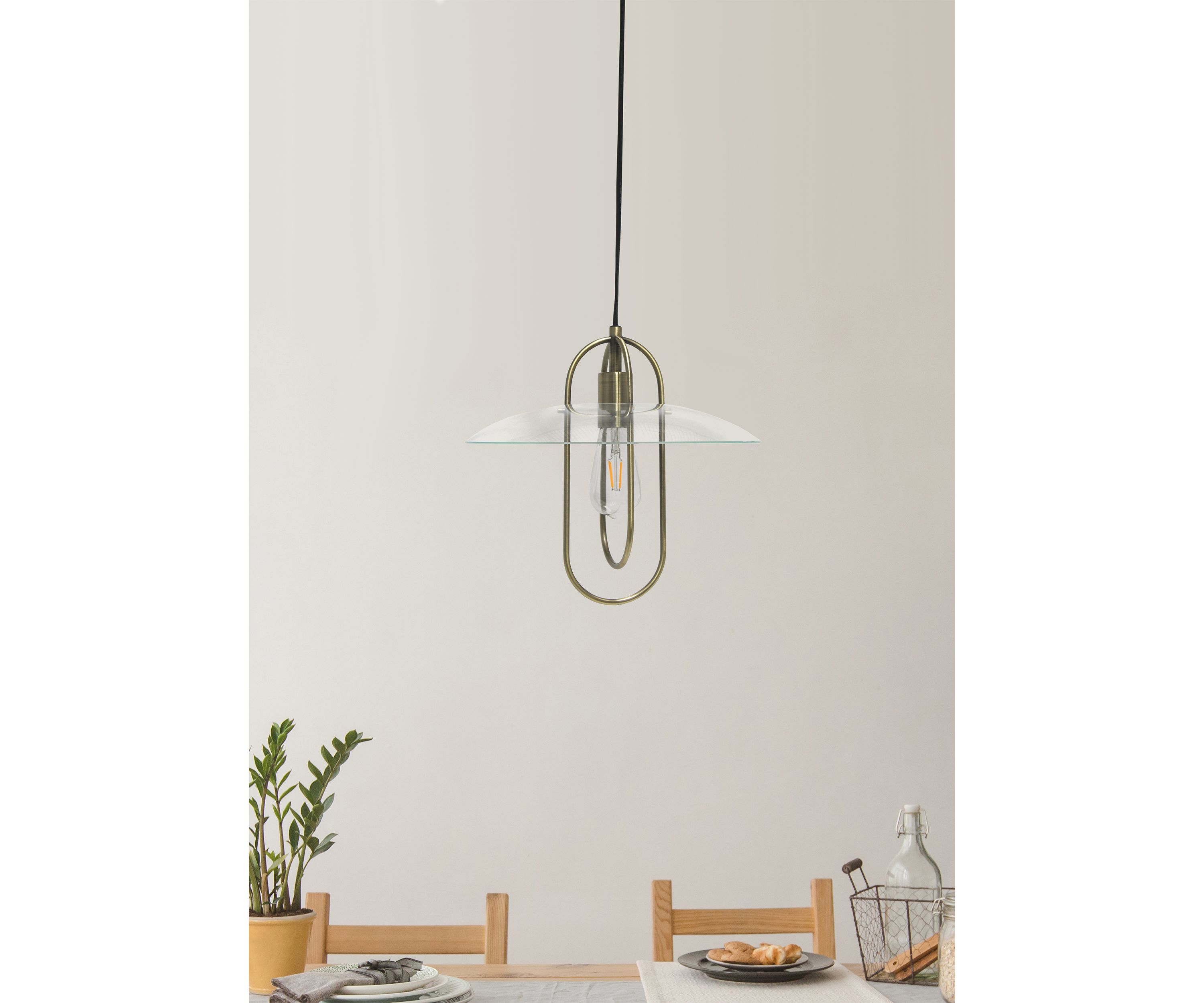 One Light Elongated Metal Pendant Light