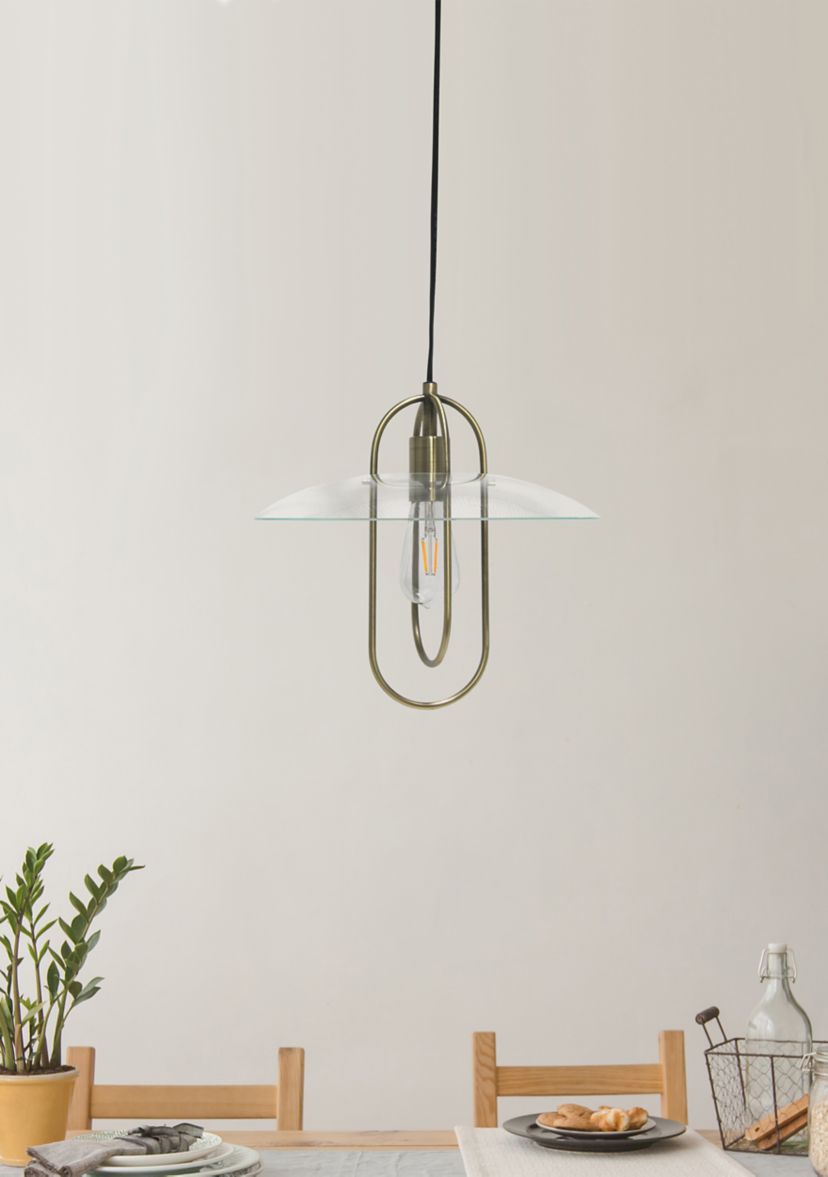 One Light Elongated Metal Pendant Light