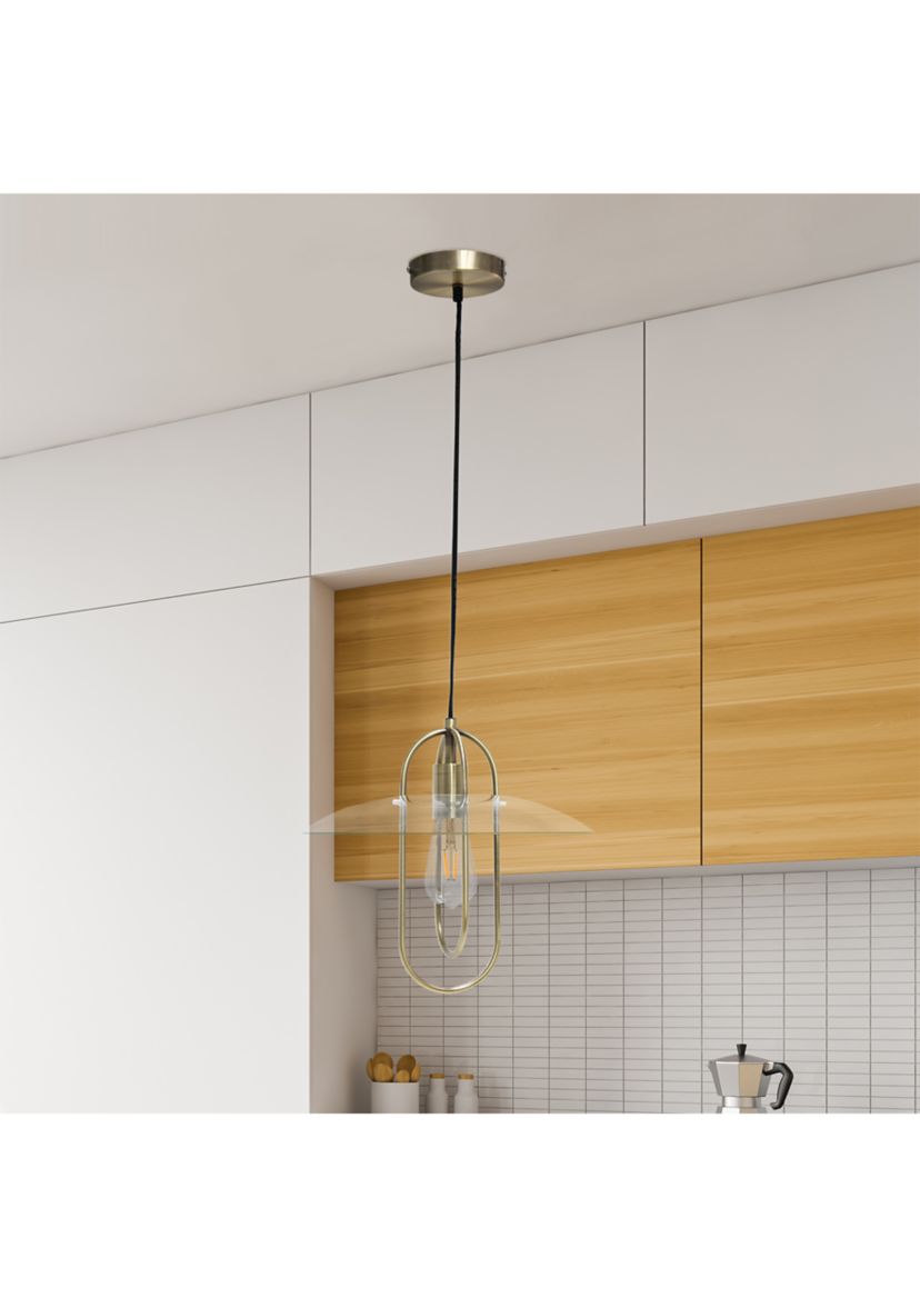 One Light Elongated Metal Pendant Light