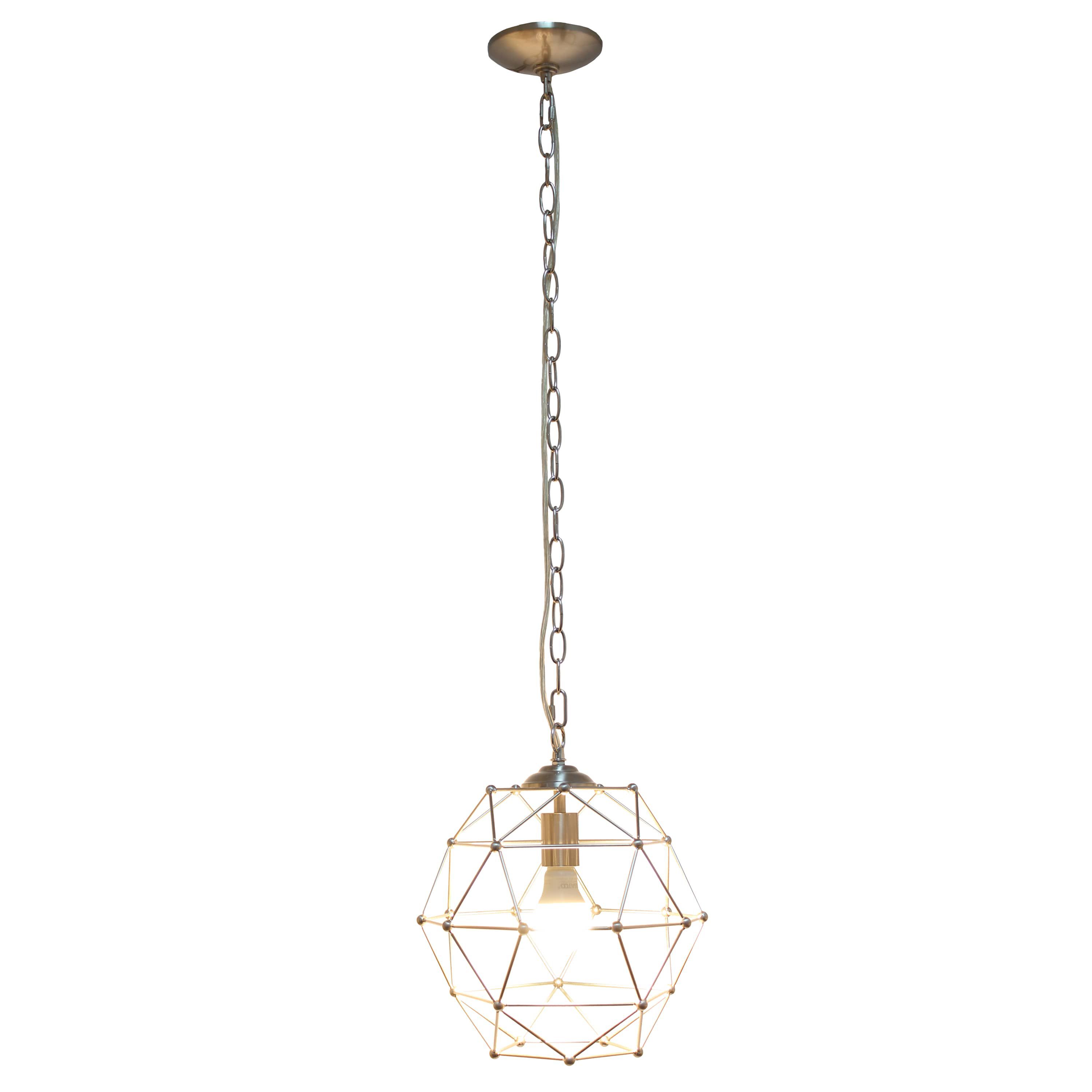 12" Industrial Geometric Wire Pendant Light, for Living Room, Dining Room, Entryway, Bedroom, Hallway, Brushed Nickel