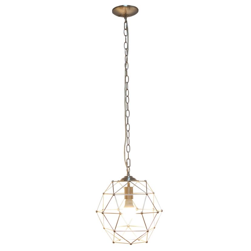 12" Industrial Geometric Wire Pendant Light, for Living Room, Dining Room, Entryway, Bedroom, Hallway, Brushed Nickel
