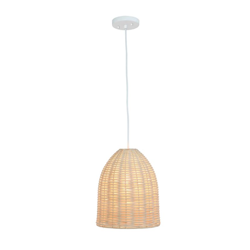 12" Beachy Boho Woven Rattan Pendant Light, for Beach House, Island Lighting, Entryway, Hallway, Condo, Living Room, Natural