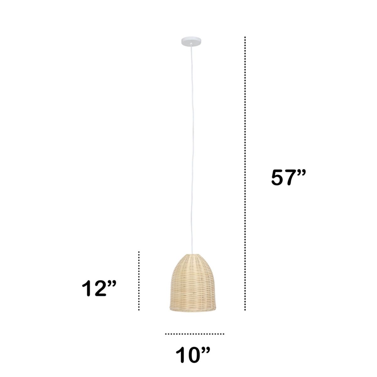 12" Beachy Boho Woven Rattan Pendant Light, for Beach House, Island Lighting, Entryway, Hallway, Condo, Living Room, Natural