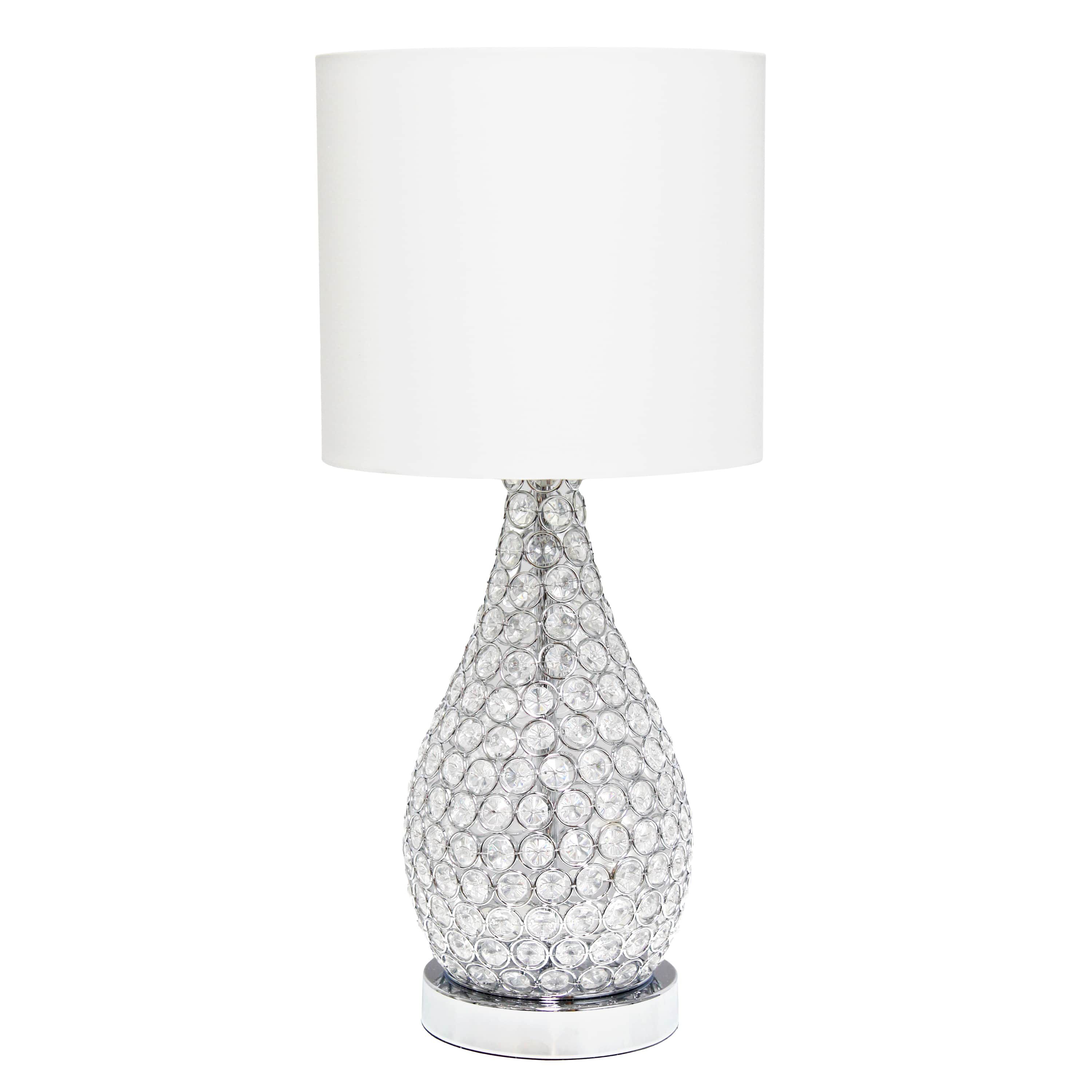 22" Glamorous Curvy Crystal Table Lamp, for Living Room, Entryway, Hallway, Home Décor, Bedroom, Dining Room, Chrome