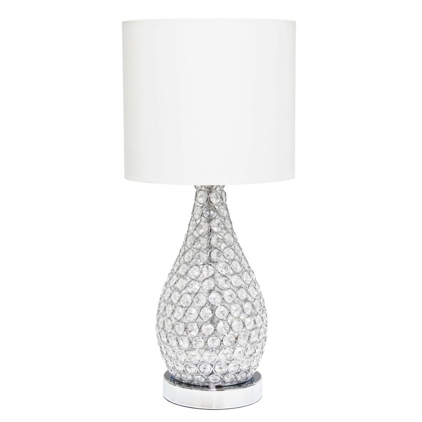 22" Glamorous Curvy Crystal Table Lamp, for Living Room, Entryway, Hallway, Home Décor, Bedroom, Dining Room, Chrome