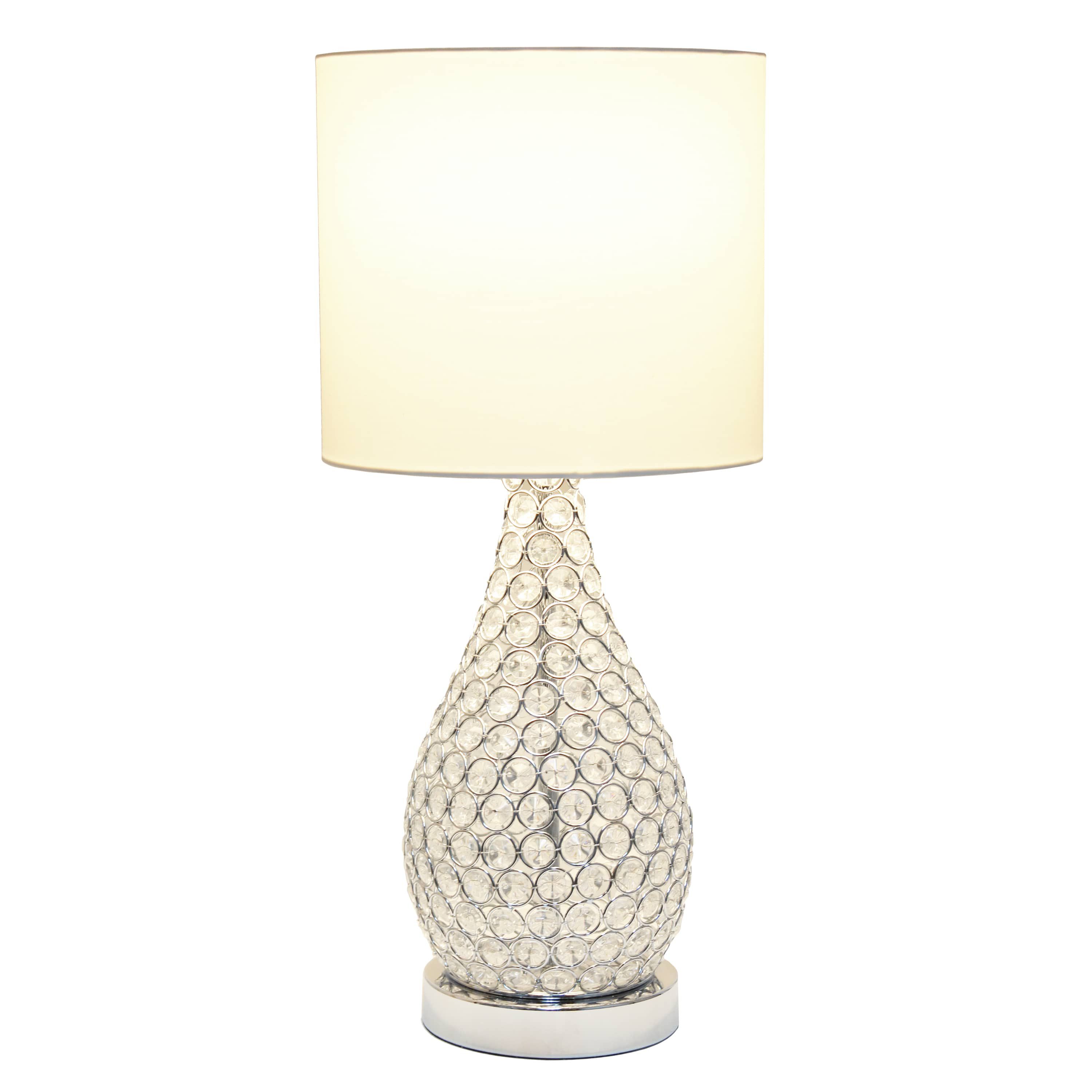 22" Glamorous Curvy Crystal Table Lamp, for Living Room, Entryway, Hallway, Home Décor, Bedroom, Dining Room, Chrome