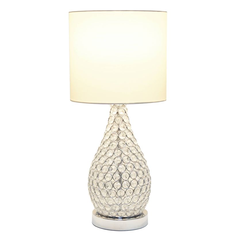 22" Glamorous Curvy Crystal Table Lamp, for Living Room, Entryway, Hallway, Home Décor, Bedroom, Dining Room, Chrome
