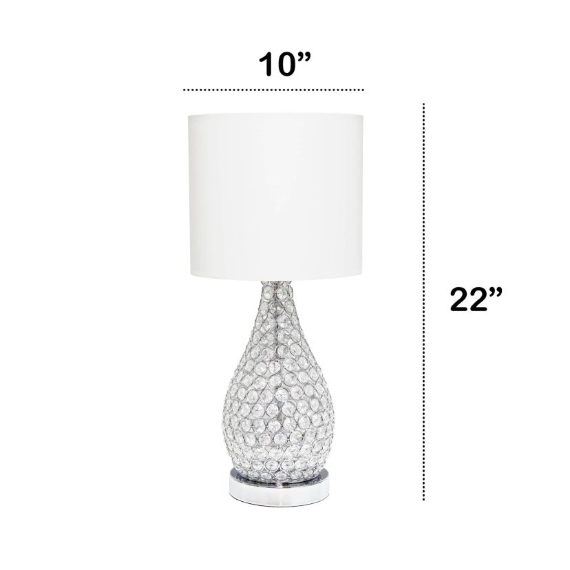 22" Glamorous Curvy Crystal Table Lamp, for Living Room, Entryway, Hallway, Home Décor, Bedroom, Dining Room, Chrome