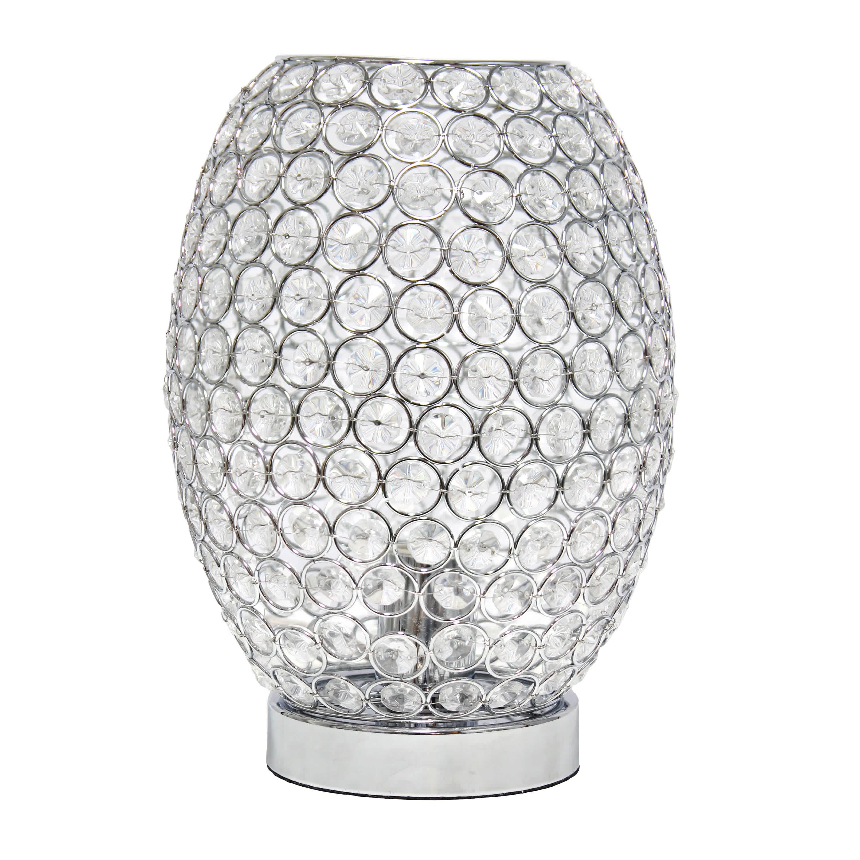 11" Glamorous Round Crystal Uplight Vase Table Lamp, for Living Room, Entryway, Hallway, Home Décor, Bedroom, Dining Room, Chrome