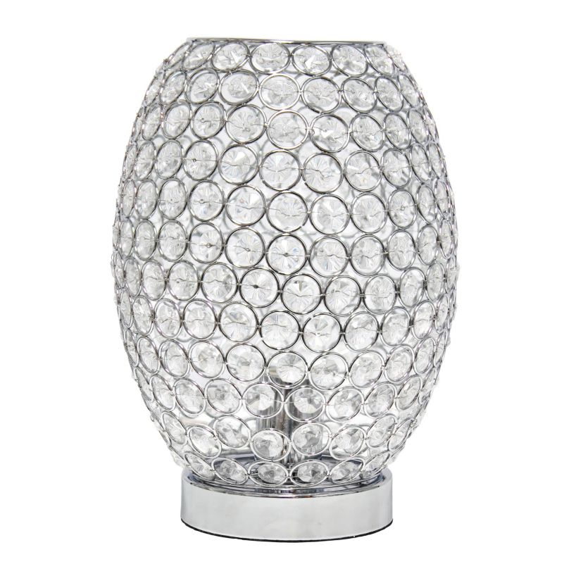 11" Glamorous Round Crystal Uplight Vase Table Lamp, for Living Room, Entryway, Hallway, Home Décor, Bedroom, Dining Room, Chrome