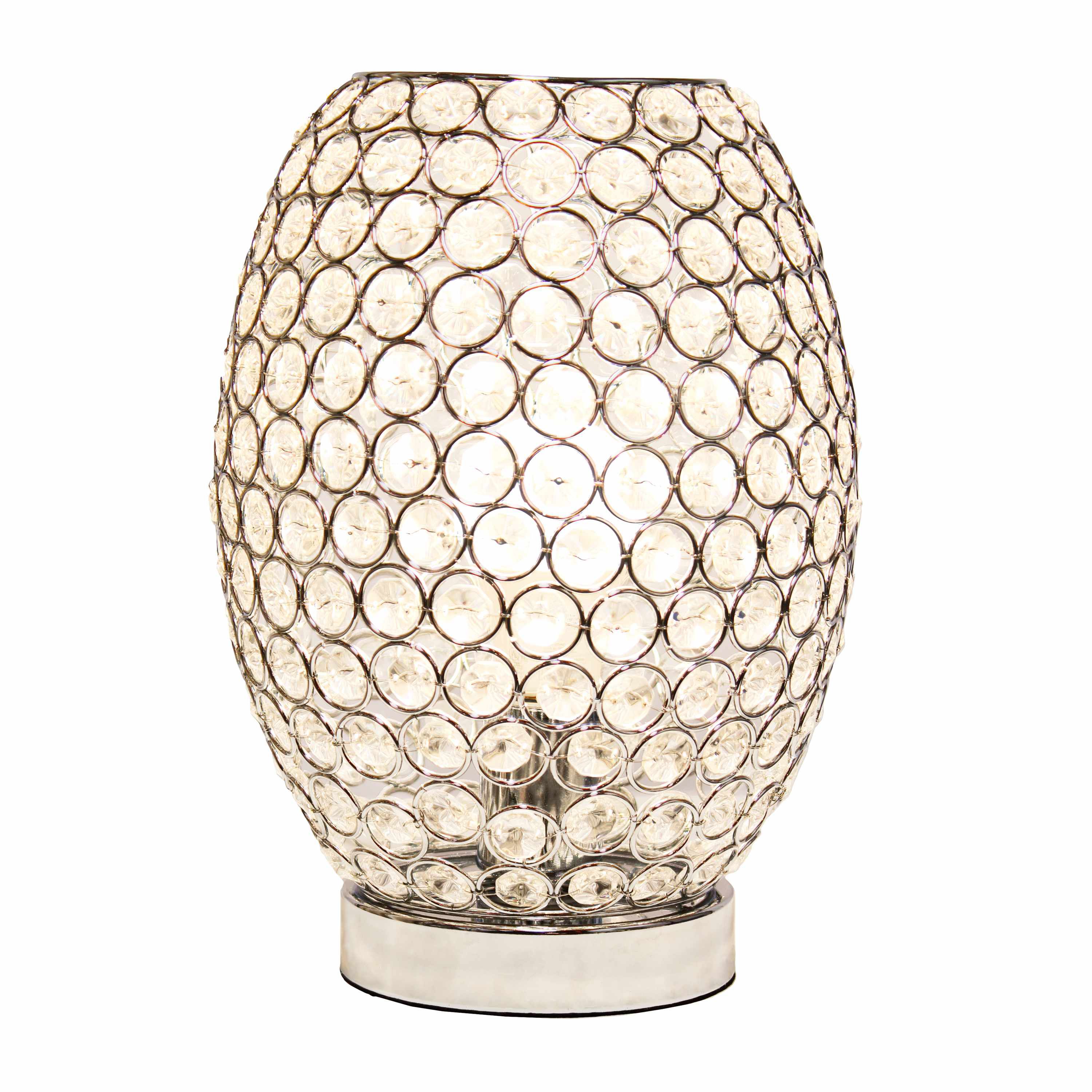 11" Glamorous Round Crystal Uplight Vase Table Lamp, for Living Room, Entryway, Hallway, Home Décor, Bedroom, Dining Room, Chrome