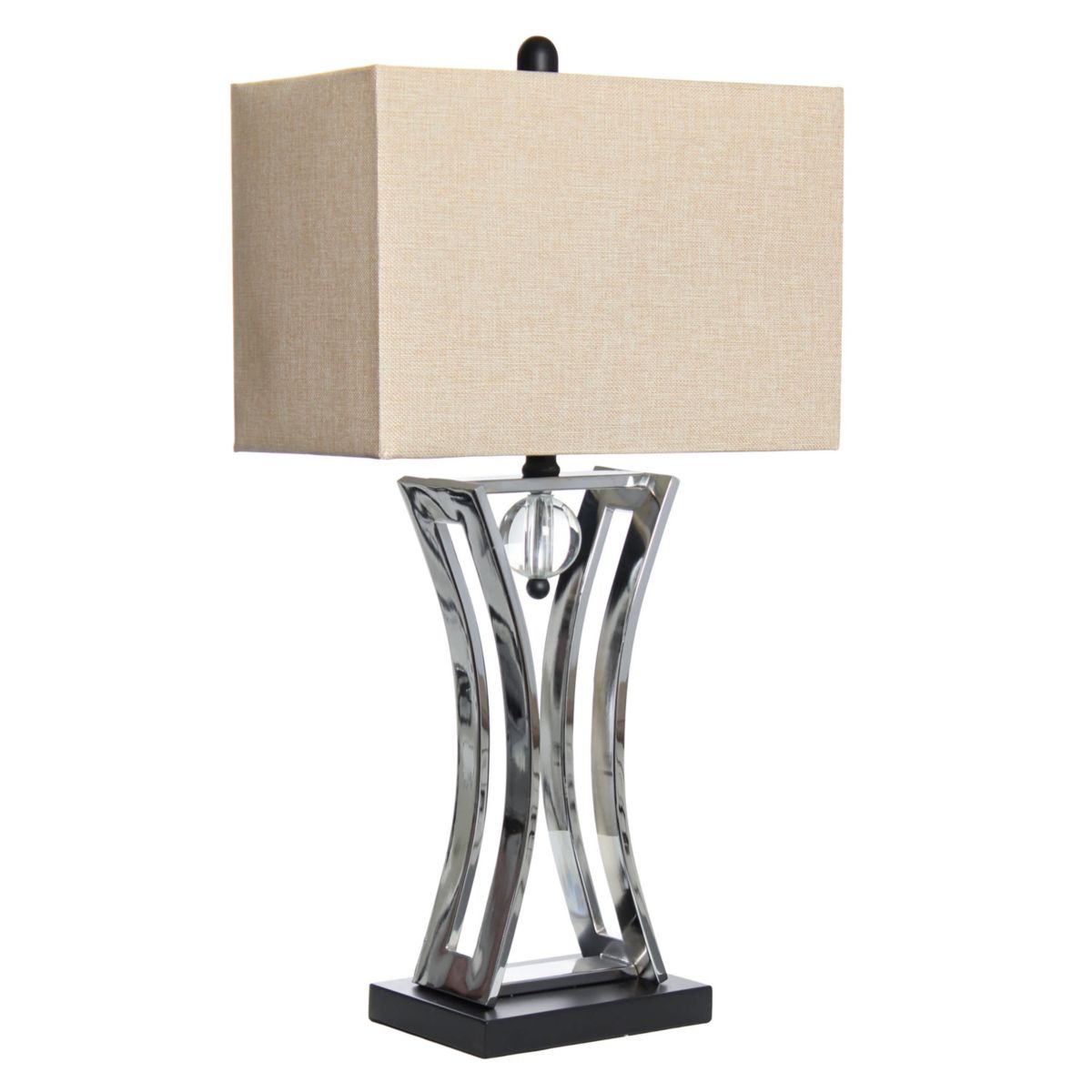 27.5" Modern Elegance Table Lamp with Chrome Finish and Crystal Accent, for Living Room, Office, Bedroom, Chrome