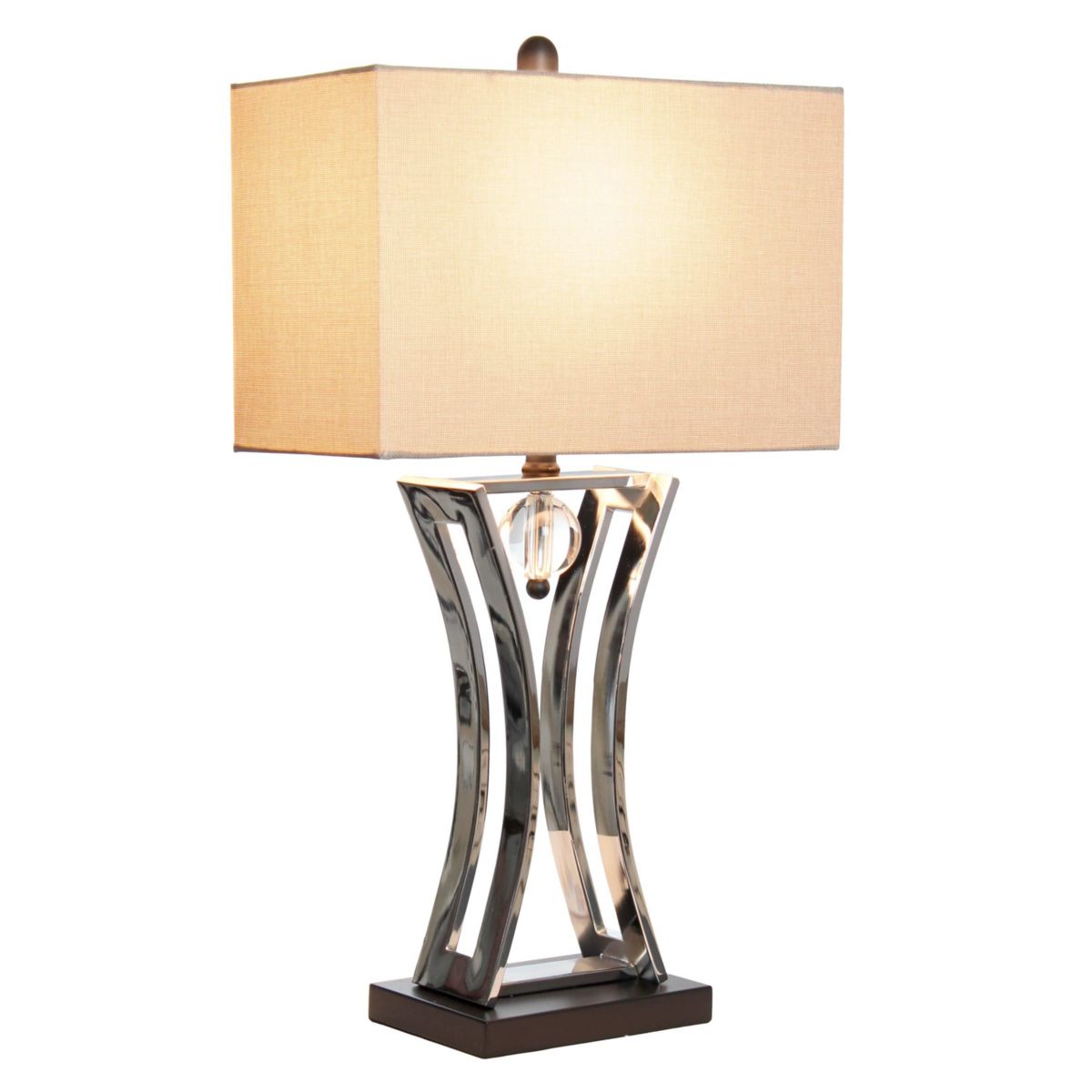 27.5" Modern Elegance Table Lamp with Chrome Finish and Crystal Accent, for Living Room, Office, Bedroom, Chrome