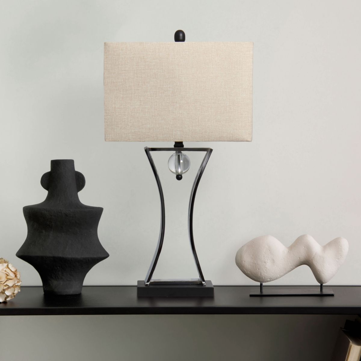 27.5" Modern Elegance Table Lamp with Chrome Finish and Crystal Accent, for Living Room, Office, Bedroom, Chrome