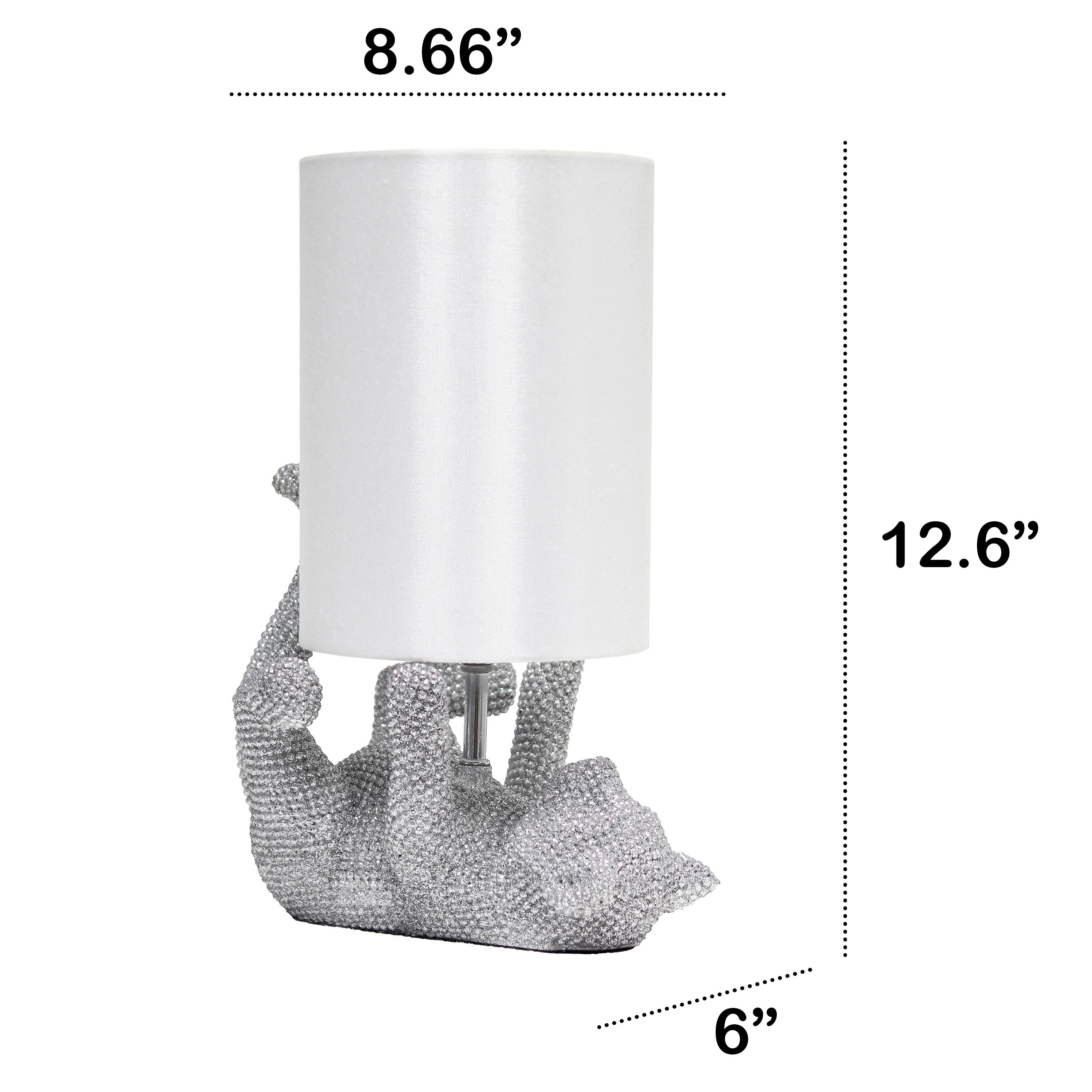 12.6" Diamond Studded Rhinestone Look Kitty Cat Feline Kids Desk Nightstand Table Lamp with Faux Silk Fabric Shade