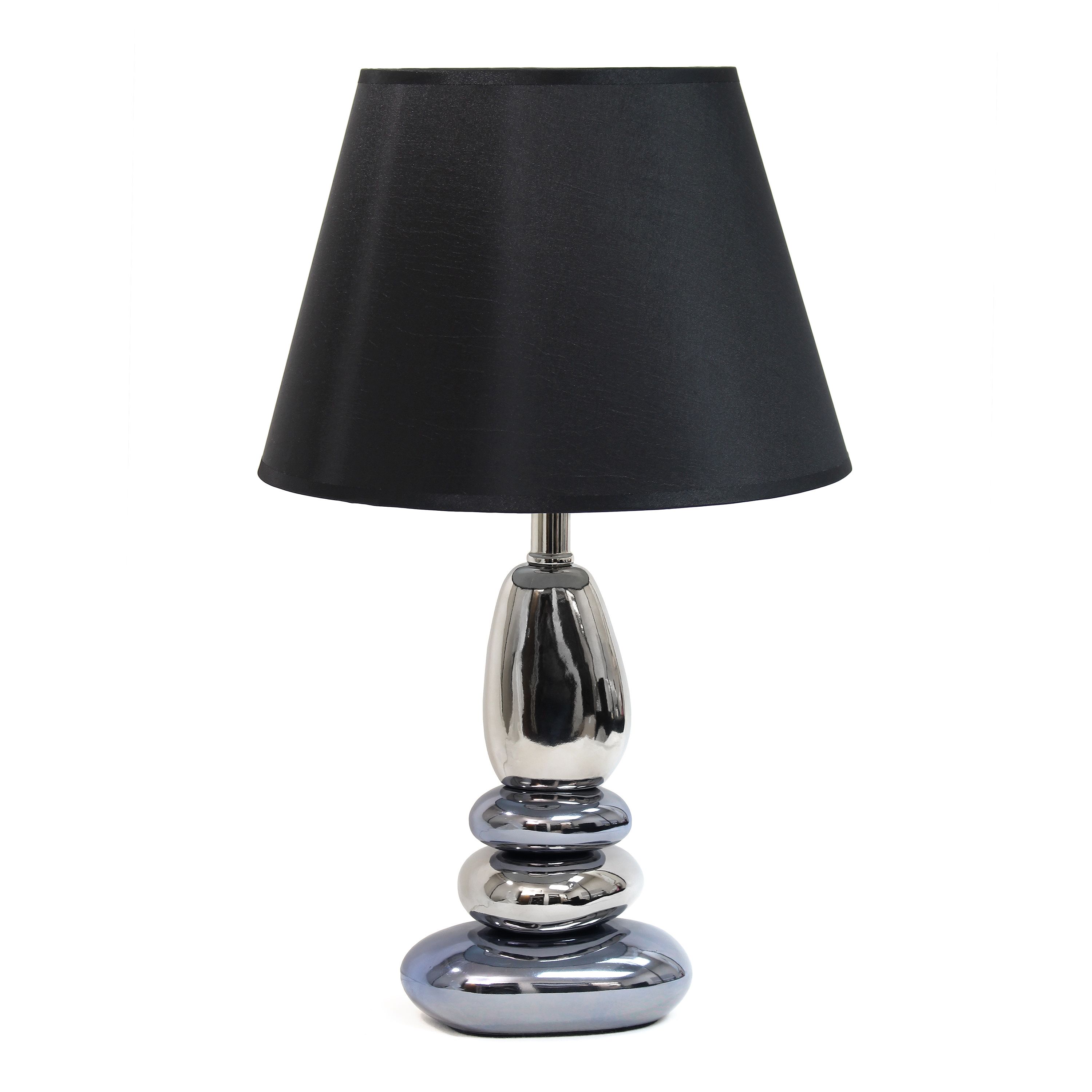 21.5" Contemporary Ebb and Flow Stacked Stone Table Lamp for Living Room, Office, Entryway, Nightstand, Dining Room, Chrome Blue