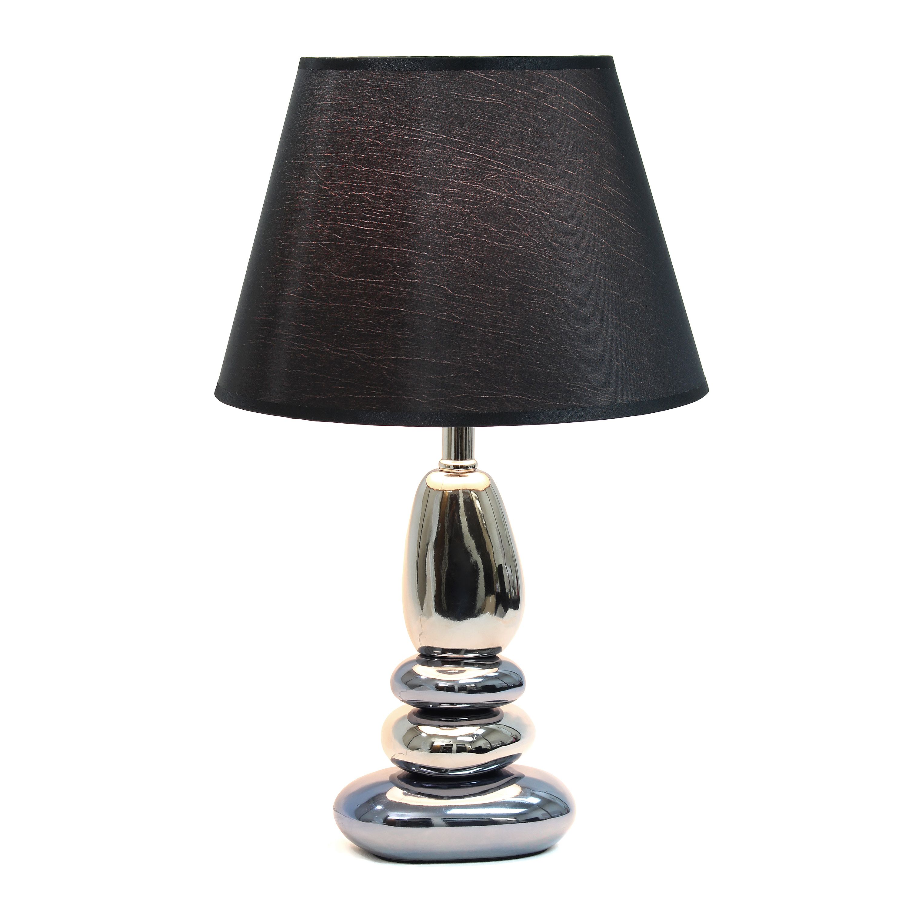 21.5" Contemporary Ebb and Flow Stacked Stone Table Lamp for Living Room, Office, Entryway, Nightstand, Dining Room, Chrome Blue