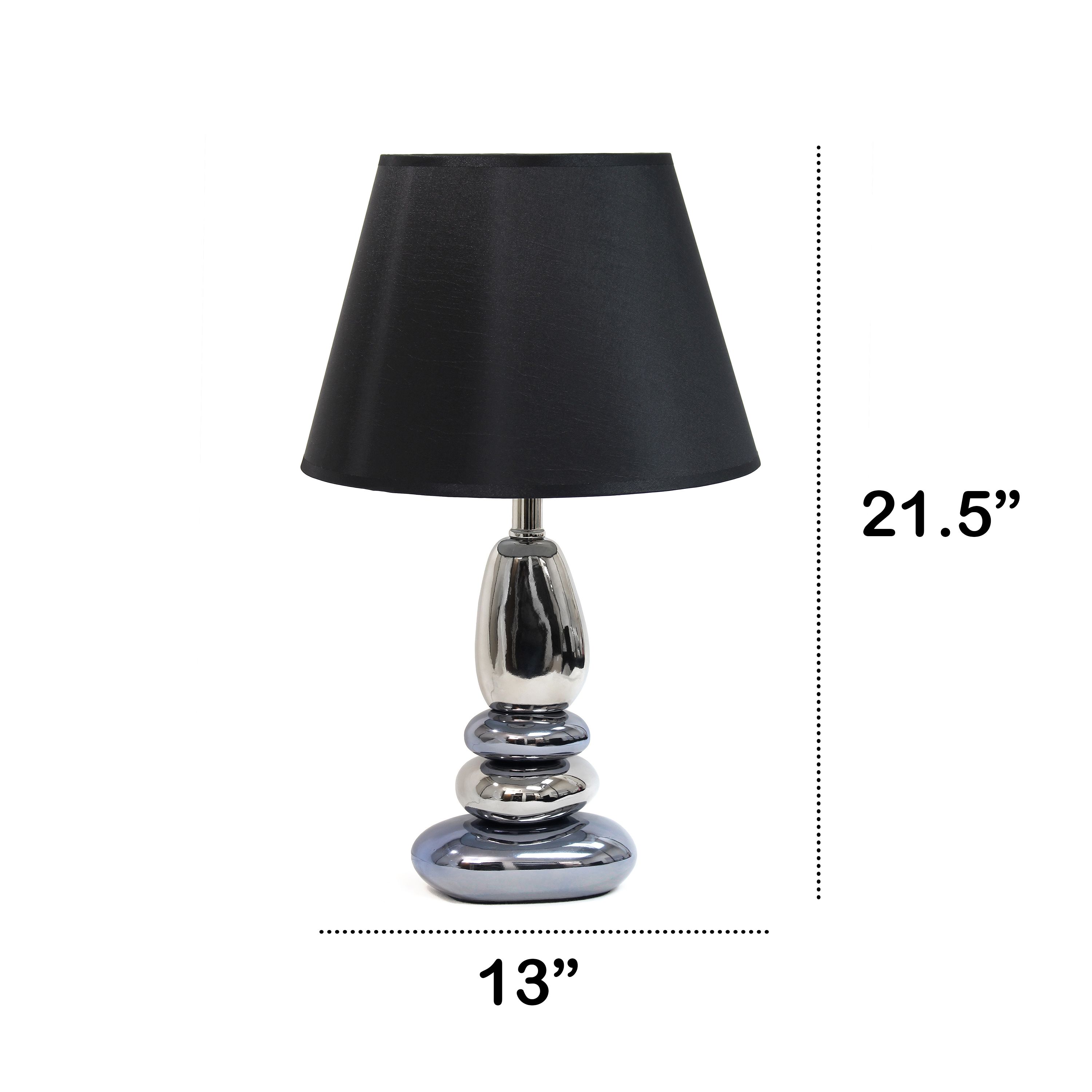 21.5" Contemporary Ebb and Flow Stacked Stone Table Lamp for Living Room, Office, Entryway, Nightstand, Dining Room, Chrome Blue