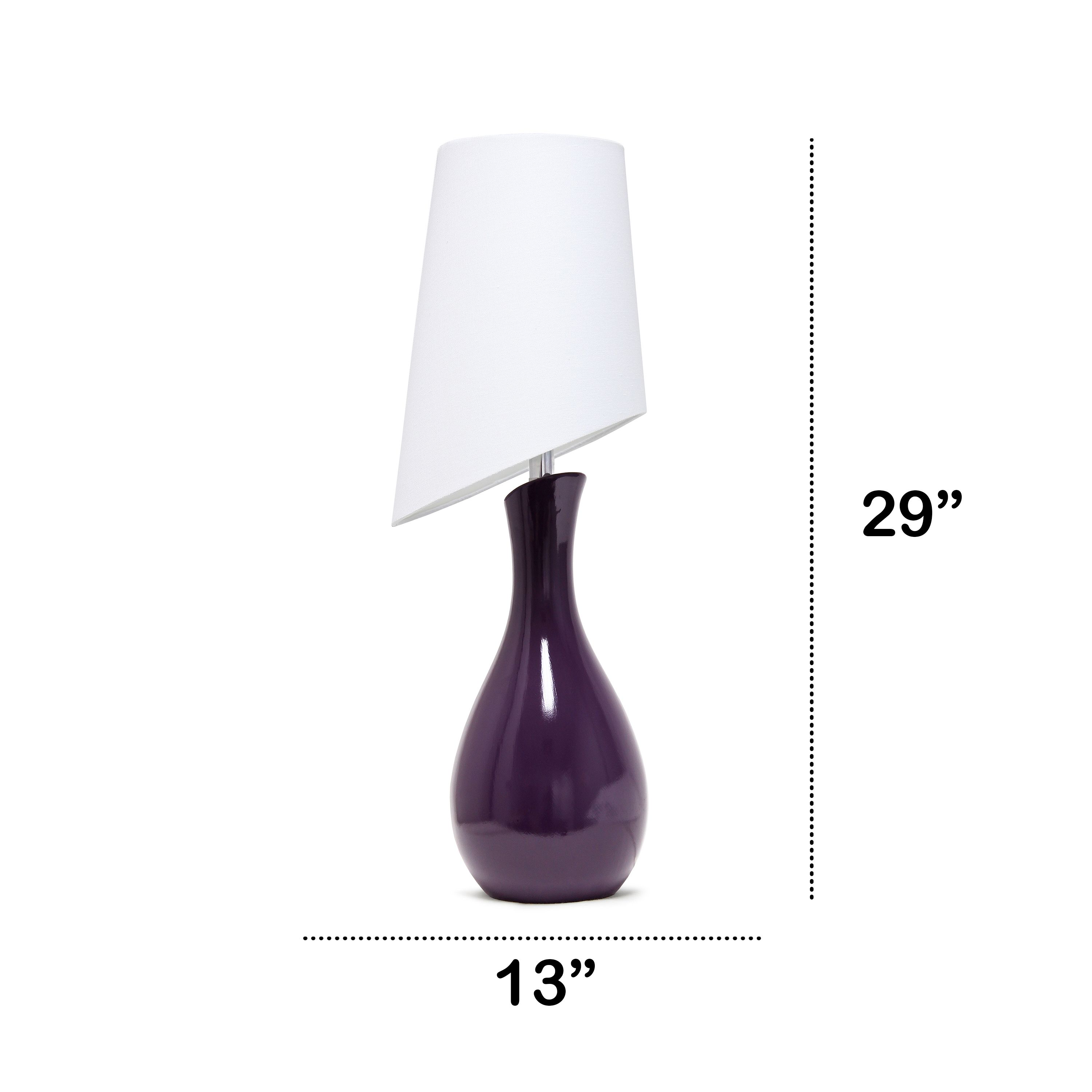 29" Eggplant Contemporary Table Lamp with Slanted White Shade for Living Room, Office, Entryway, Nightstand, Dining Room, Eggplant Purple