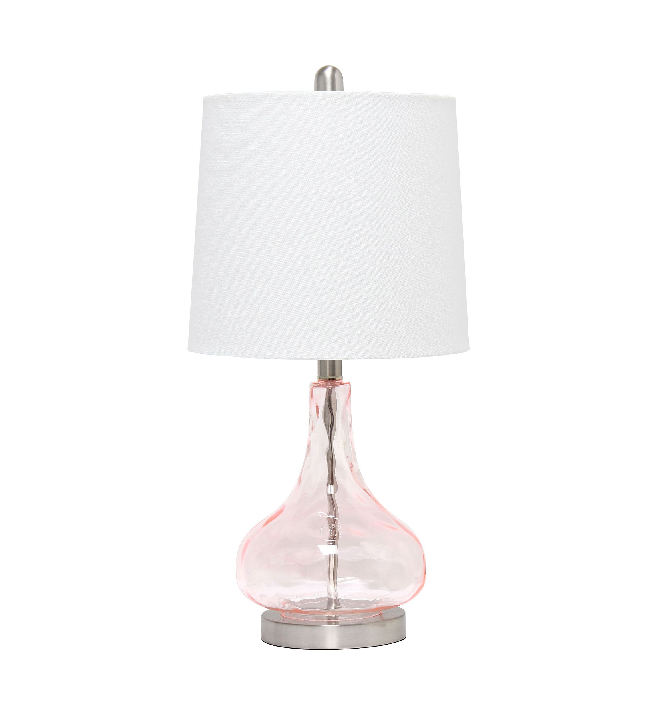 23.25" Classix Contemporary Rippled Colored Glass Bedside Desk Table Lamp with White Fabric Shade