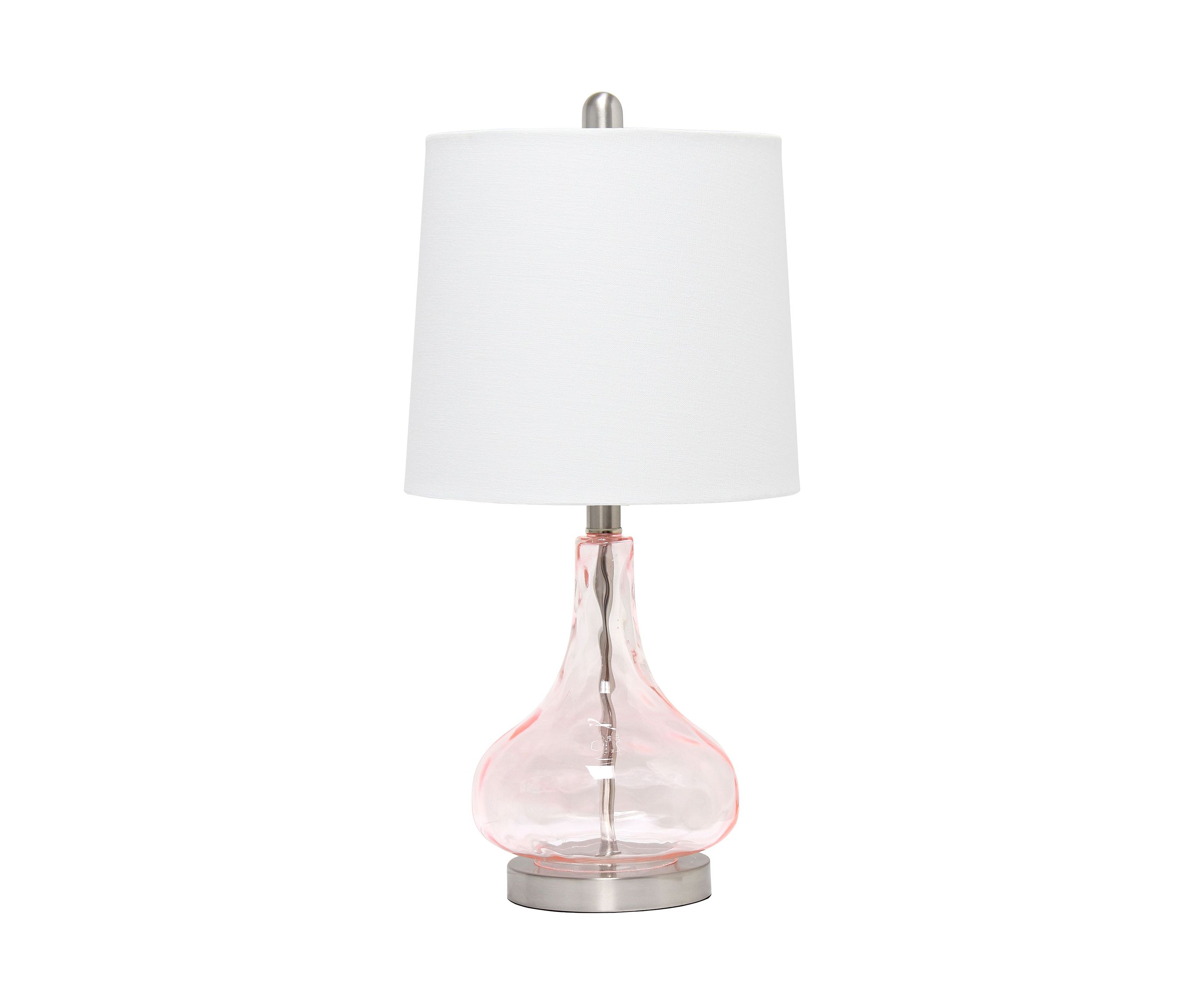 23.25" Classix Contemporary Rippled Colored Glass Bedside Desk Table Lamp with White Fabric Shade