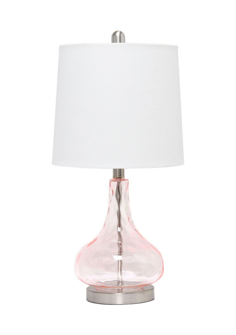 23.25" Classix Contemporary Rippled Colored Glass Bedside Desk Table Lamp with White Fabric Shade