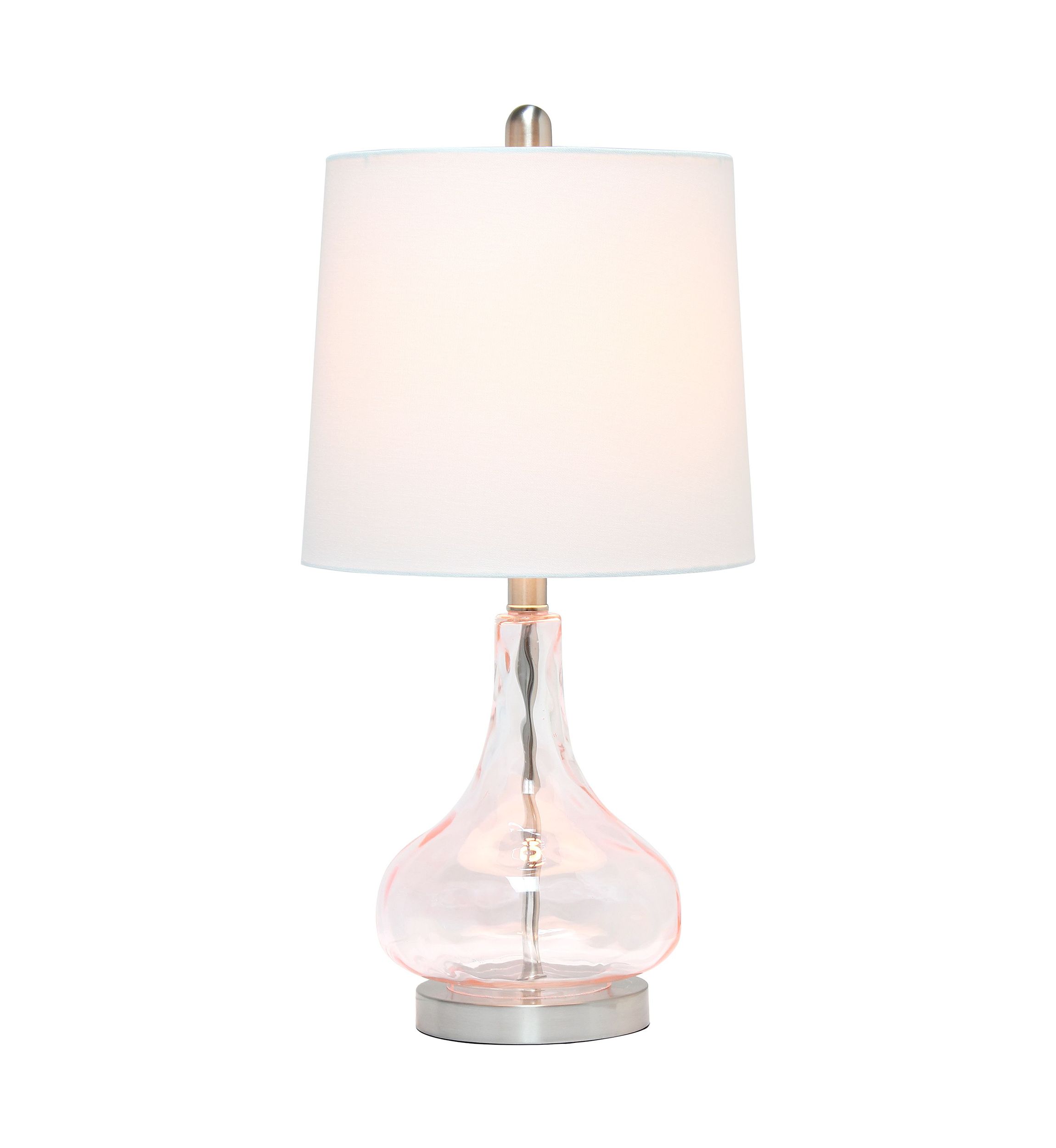 23.25" Classix Contemporary Rippled Colored Glass Bedside Desk Table Lamp with White Fabric Shade