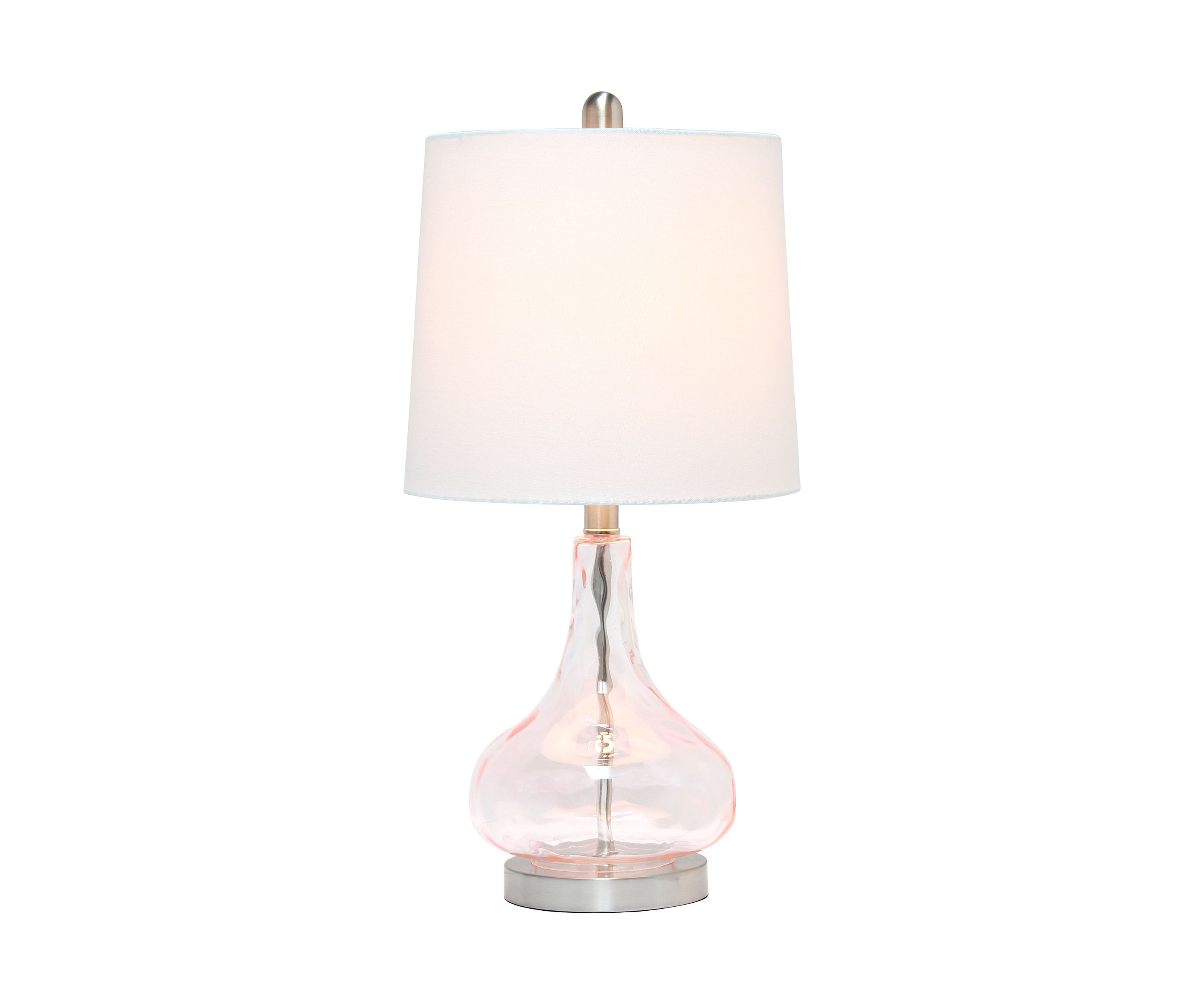 23.25" Classix Contemporary Rippled Colored Glass Bedside Desk Table Lamp with White Fabric Shade