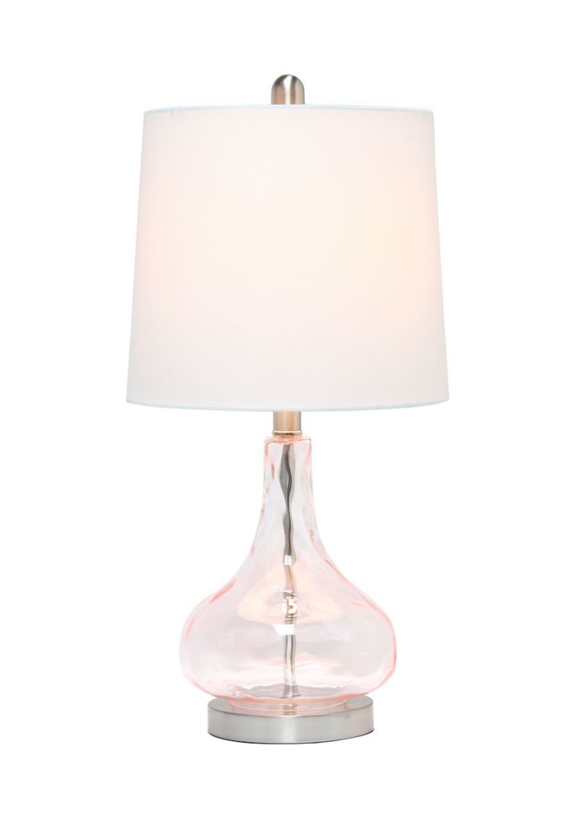 23.25" Classix Contemporary Rippled Colored Glass Bedside Desk Table Lamp with White Fabric Shade