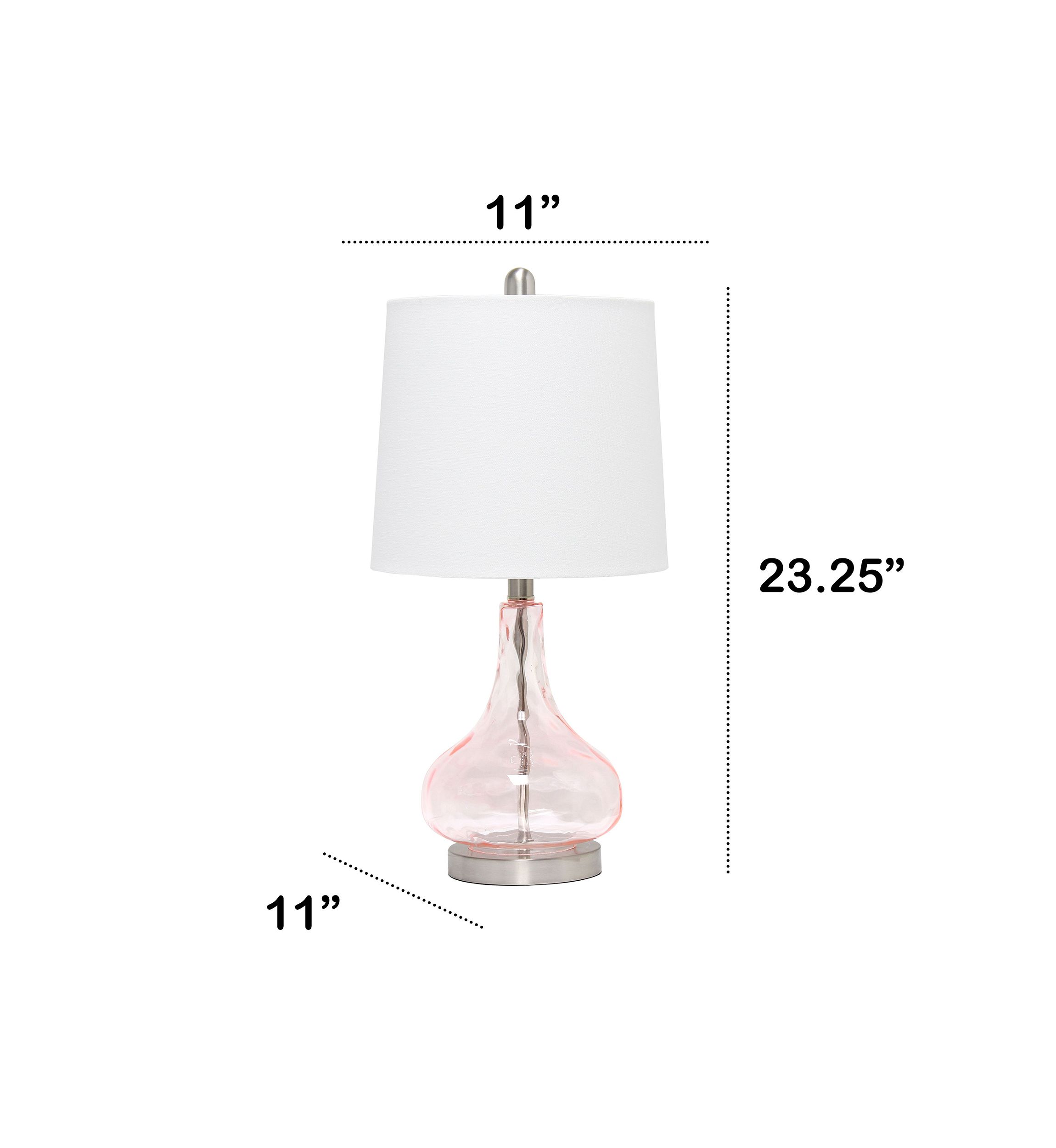 23.25" Classix Contemporary Rippled Colored Glass Bedside Desk Table Lamp with White Fabric Shade