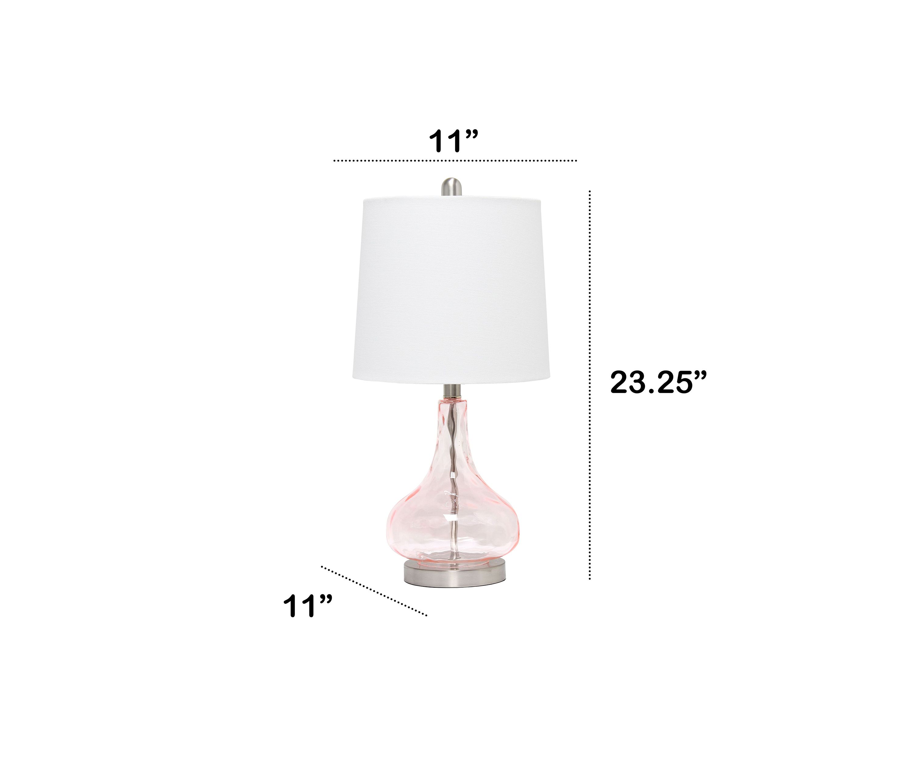 23.25" Classix Contemporary Rippled Colored Glass Bedside Desk Table Lamp with White Fabric Shade