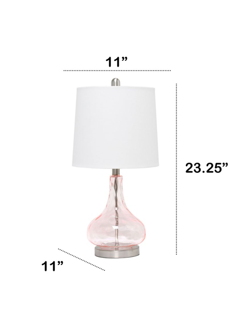 23.25" Classix Contemporary Rippled Colored Glass Bedside Desk Table Lamp with White Fabric Shade
