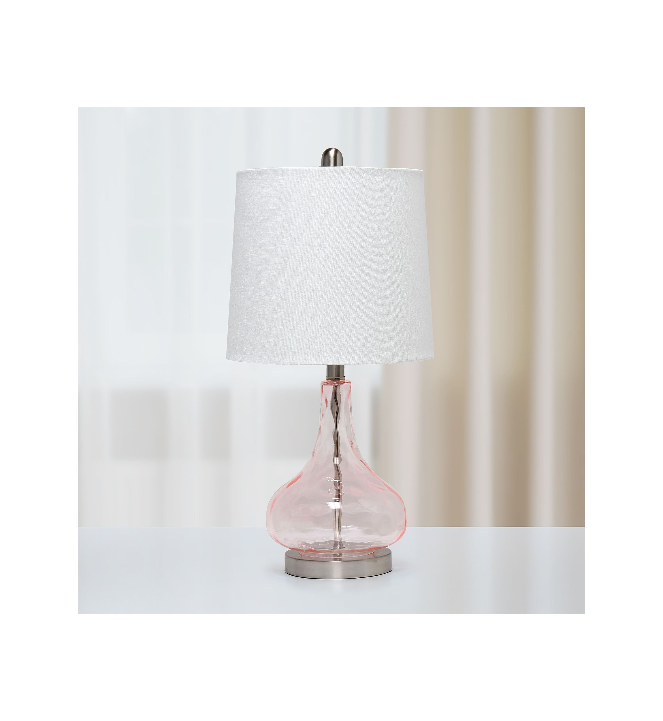 23.25" Classix Contemporary Rippled Colored Glass Bedside Desk Table Lamp with White Fabric Shade