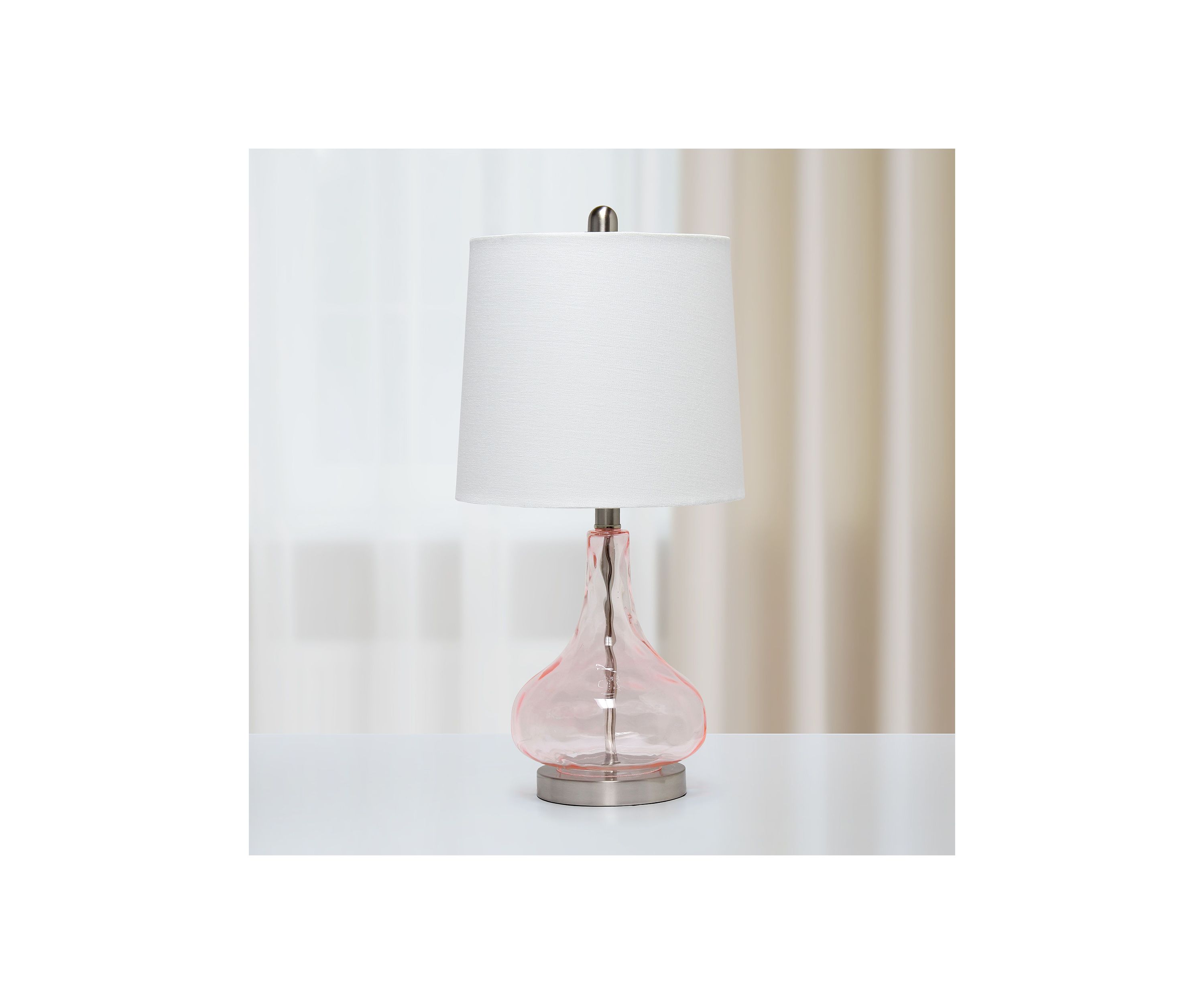 23.25" Classix Contemporary Rippled Colored Glass Bedside Desk Table Lamp with White Fabric Shade