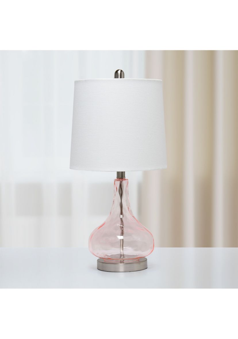 23.25" Classix Contemporary Rippled Colored Glass Bedside Desk Table Lamp with White Fabric Shade