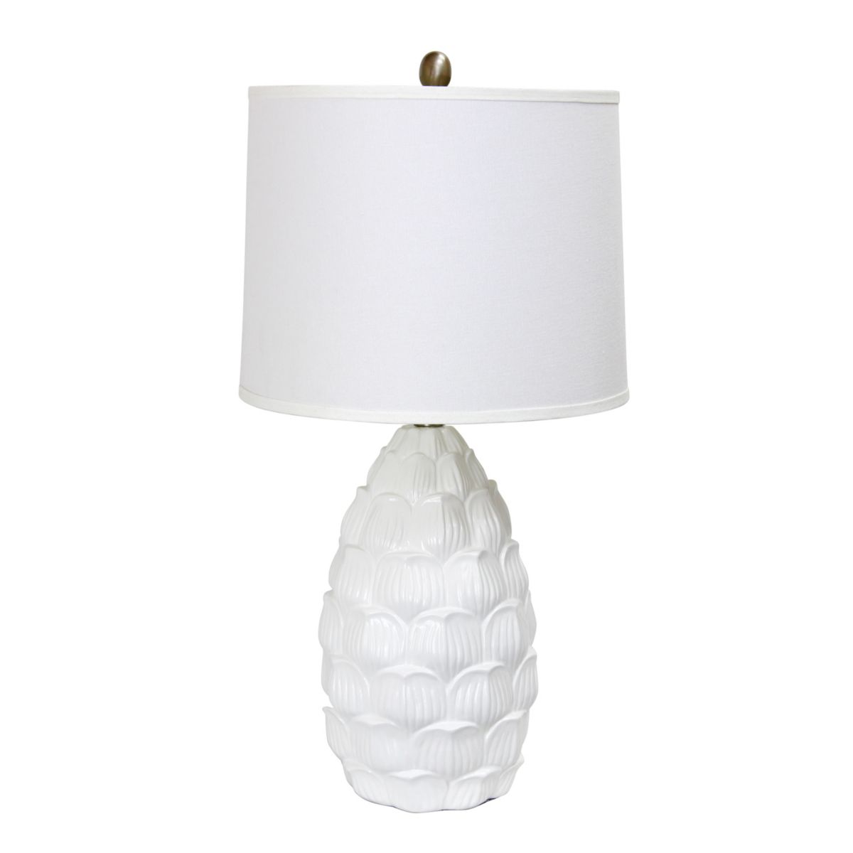 28" Tall Coastal Seashell Traditional Table Lamp with White Shade for Living Room, Office, Entryway, Beach House, Nightstand, White