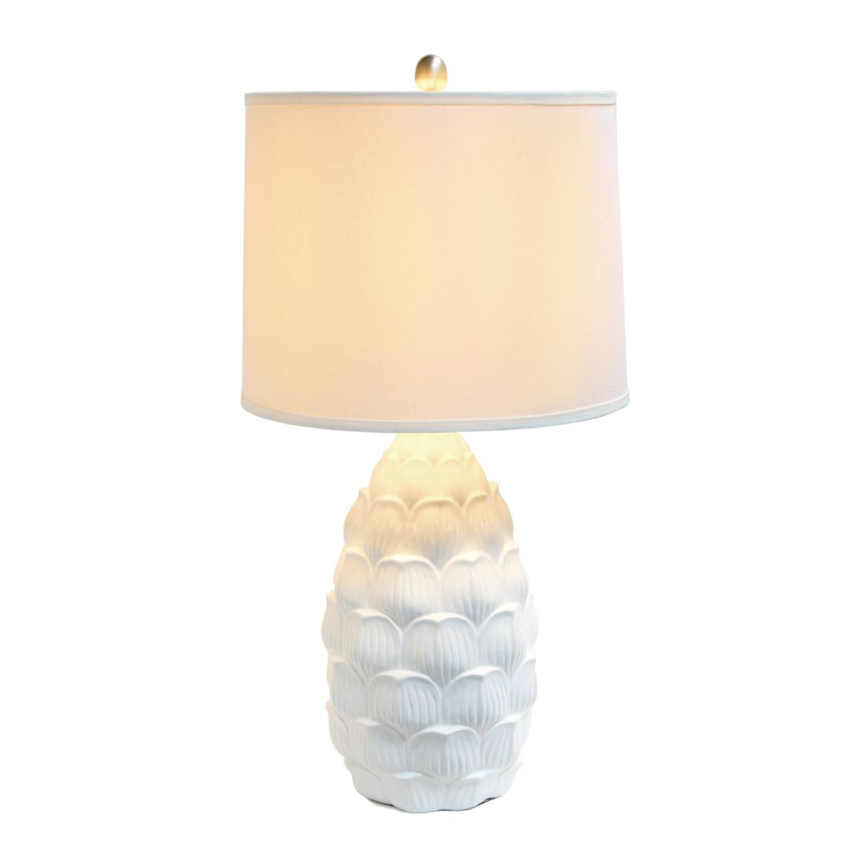 28" Tall Coastal Seashell Traditional Table Lamp with White Shade for Living Room, Office, Entryway, Beach House, Nightstand, White
