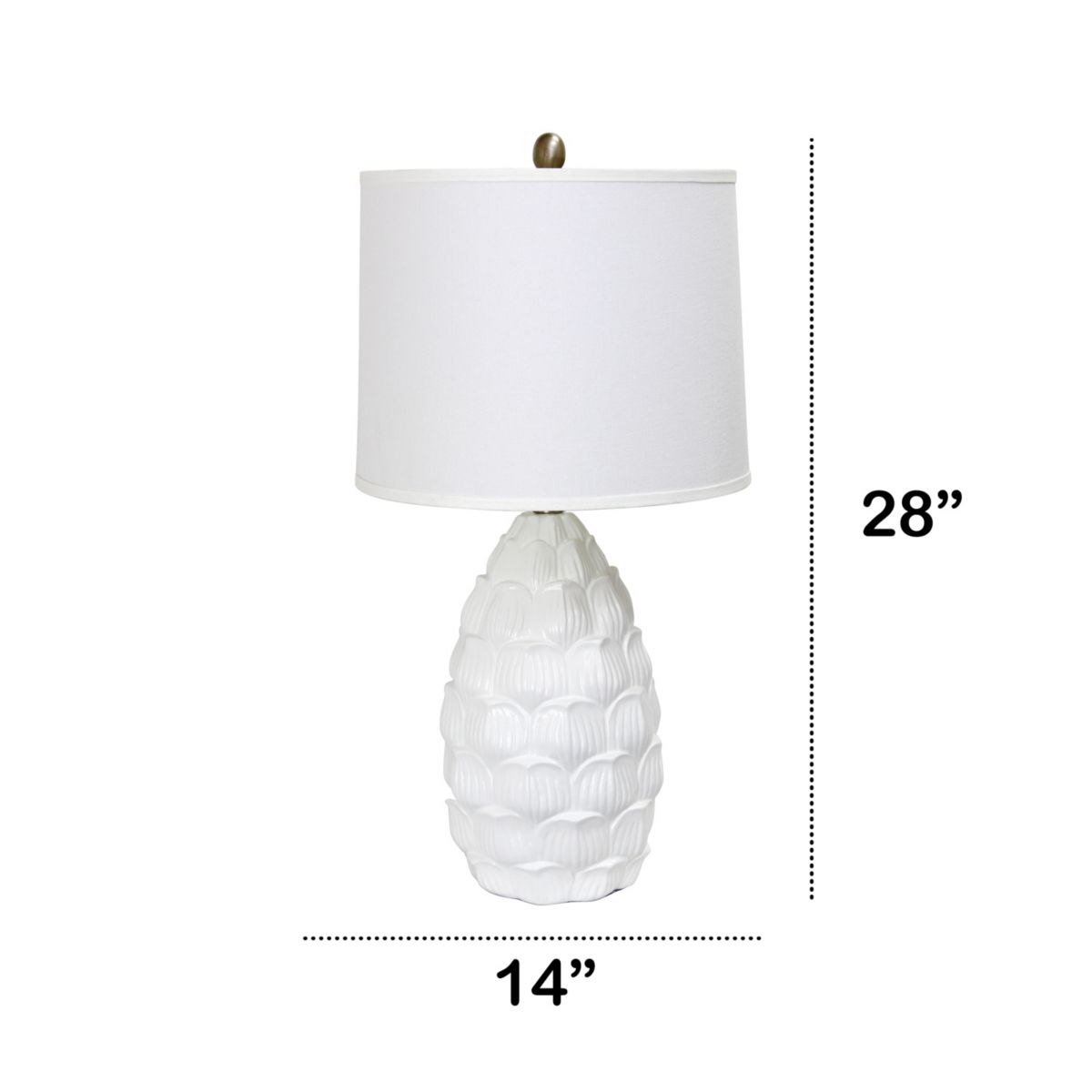 28" Tall Coastal Seashell Traditional Table Lamp with White Shade for Living Room, Office, Entryway, Beach House, Nightstand, White