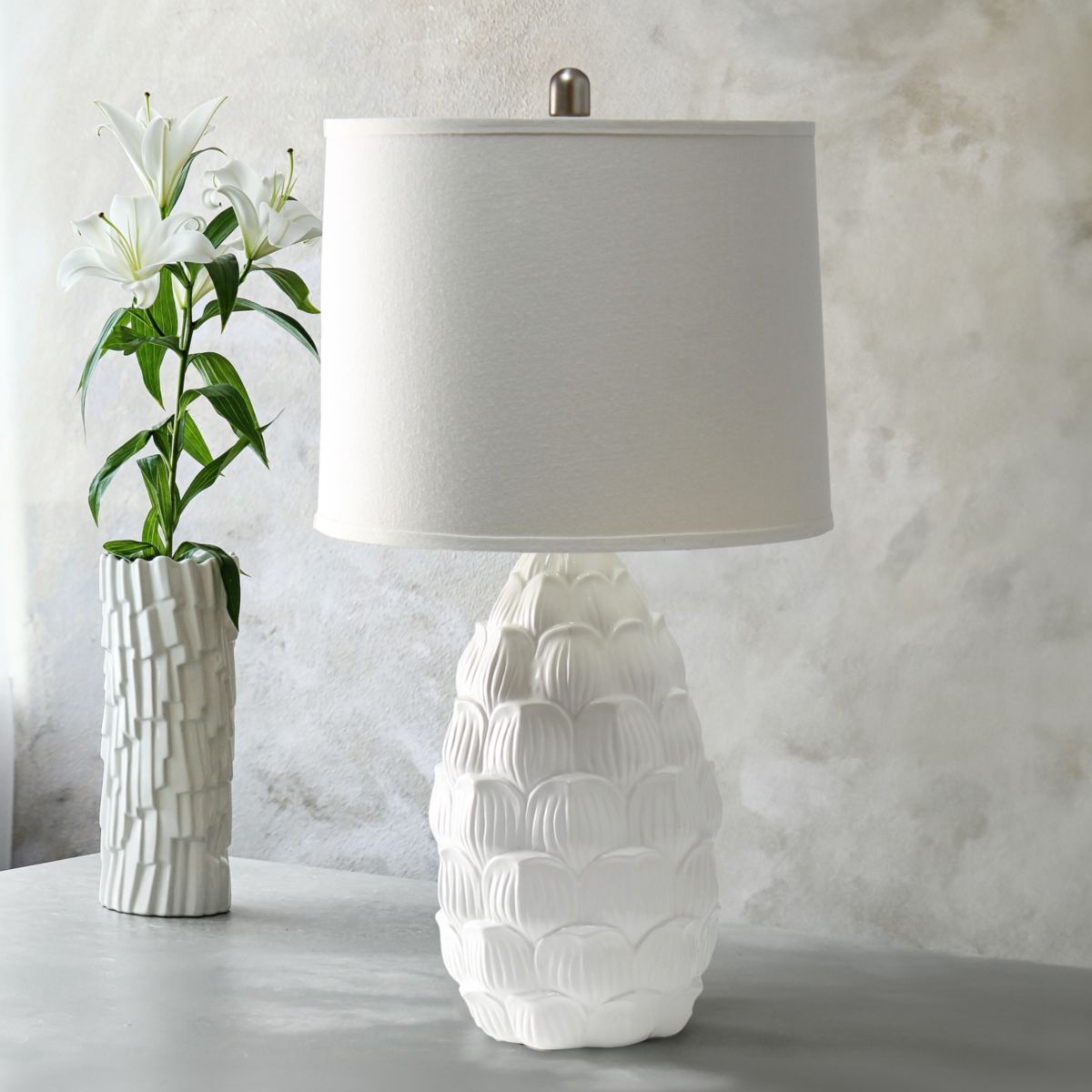 28" Tall Coastal Seashell Traditional Table Lamp with White Shade for Living Room, Office, Entryway, Beach House, Nightstand, White