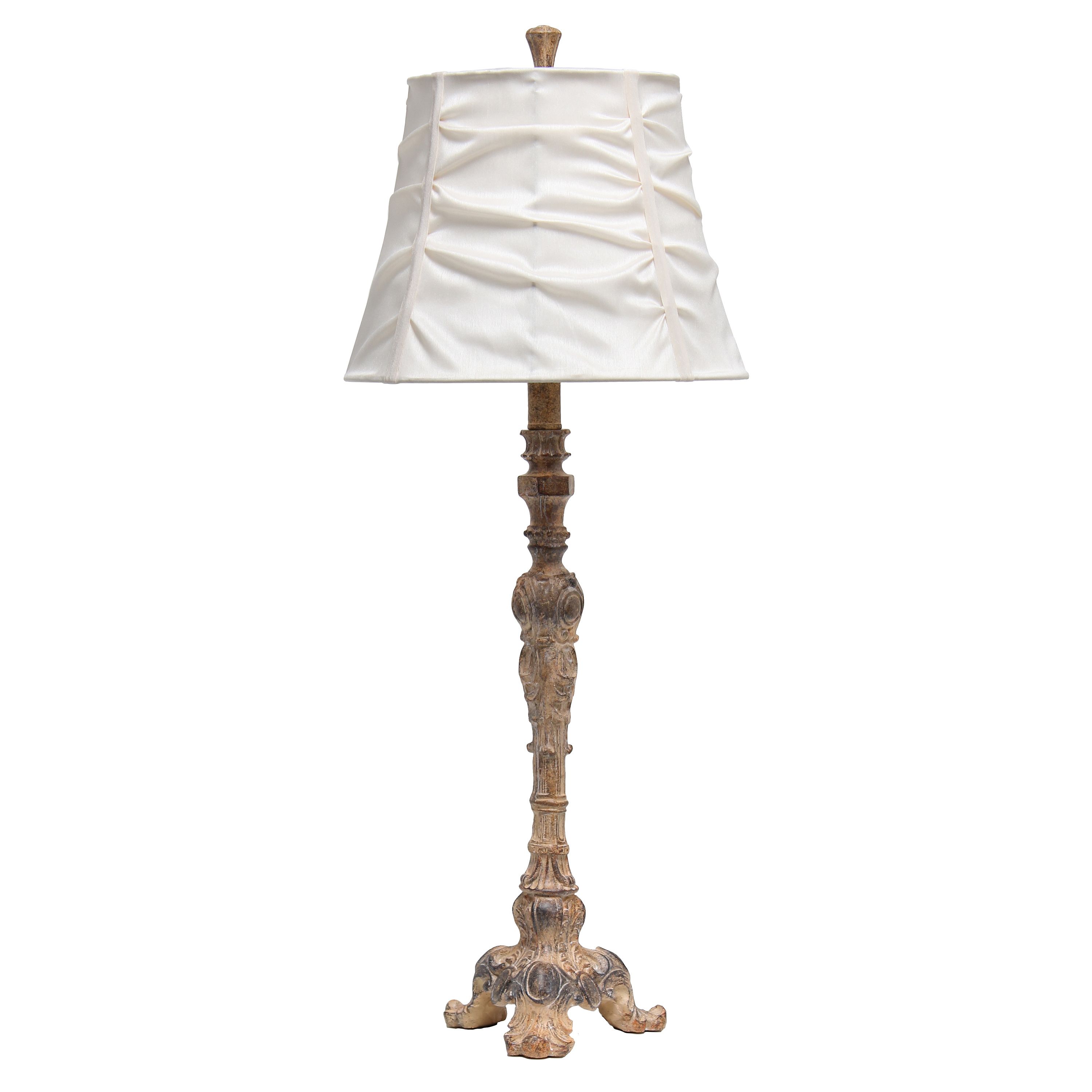 31" Tall Vintage Embellished Table Lamp with Ruffled Cream Shade for Living Room, Office, Entryway, Nightstand, Dining Room, Antique Color