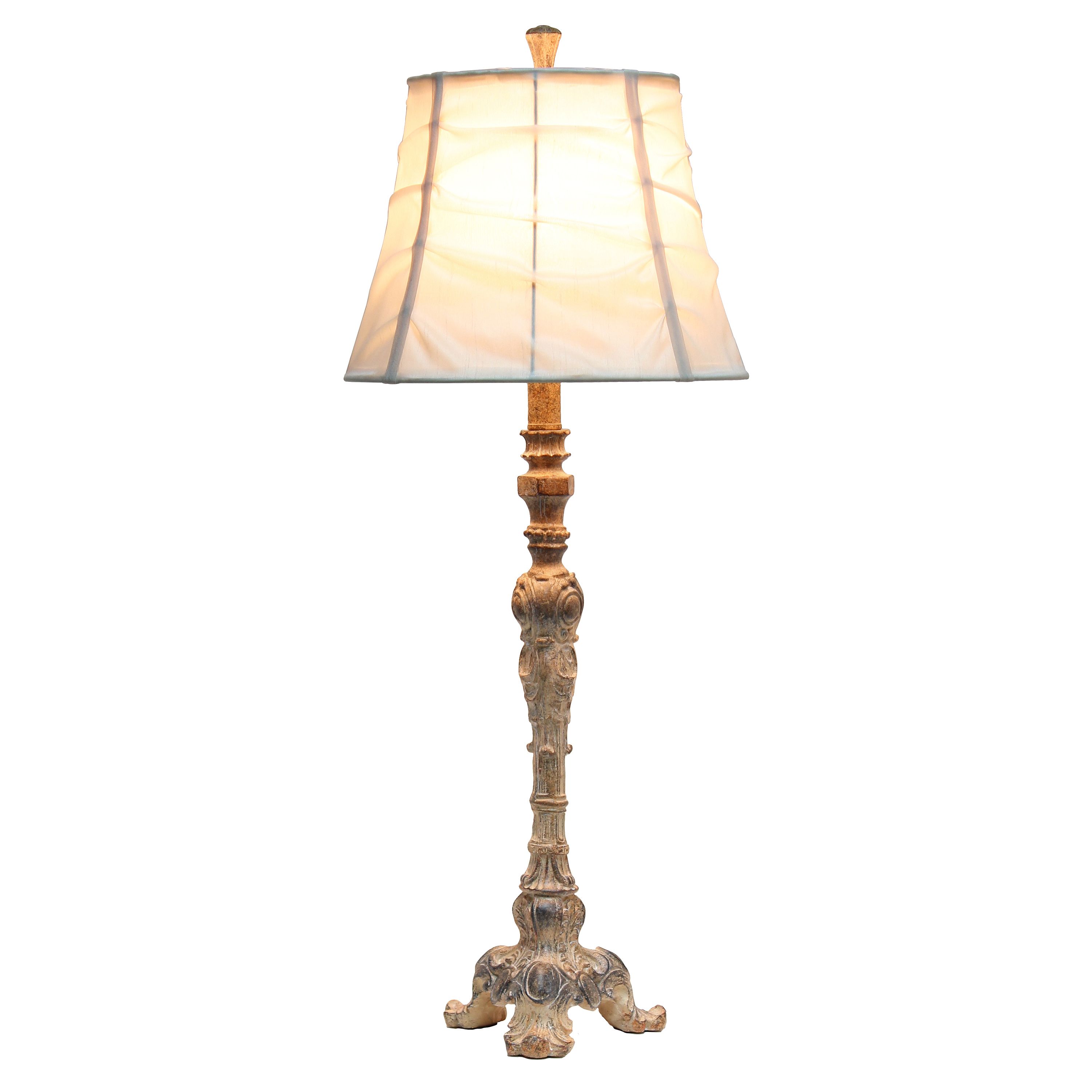 31" Tall Vintage Embellished Table Lamp with Ruffled Cream Shade for Living Room, Office, Entryway, Nightstand, Dining Room, Antique Color