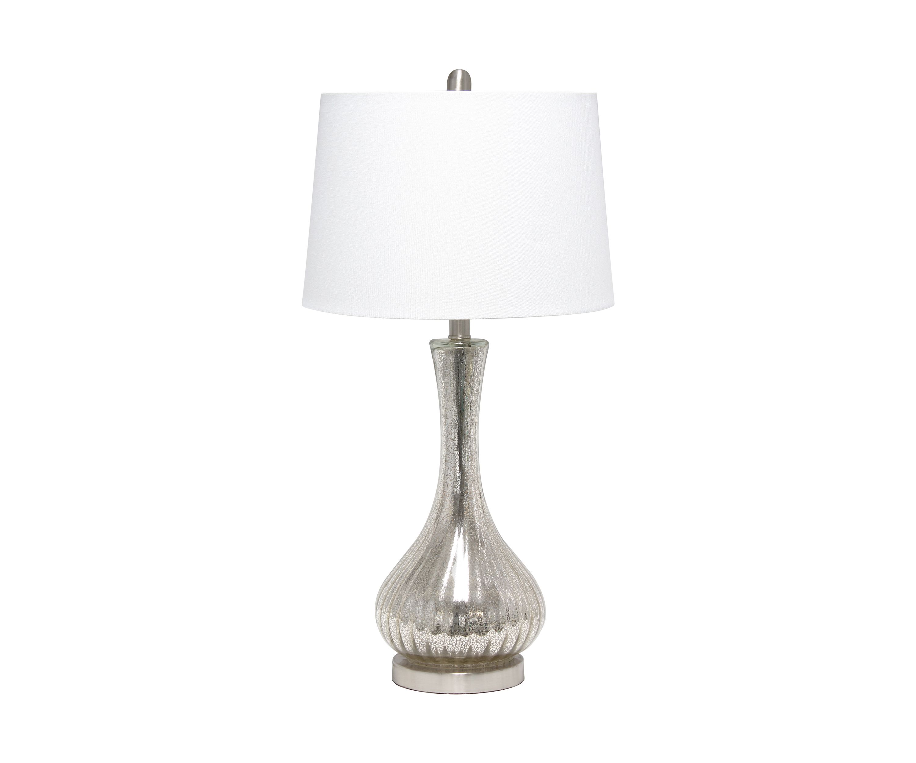 Speckled Mercury Tear Drop Table Lamp with White Fabric Shade