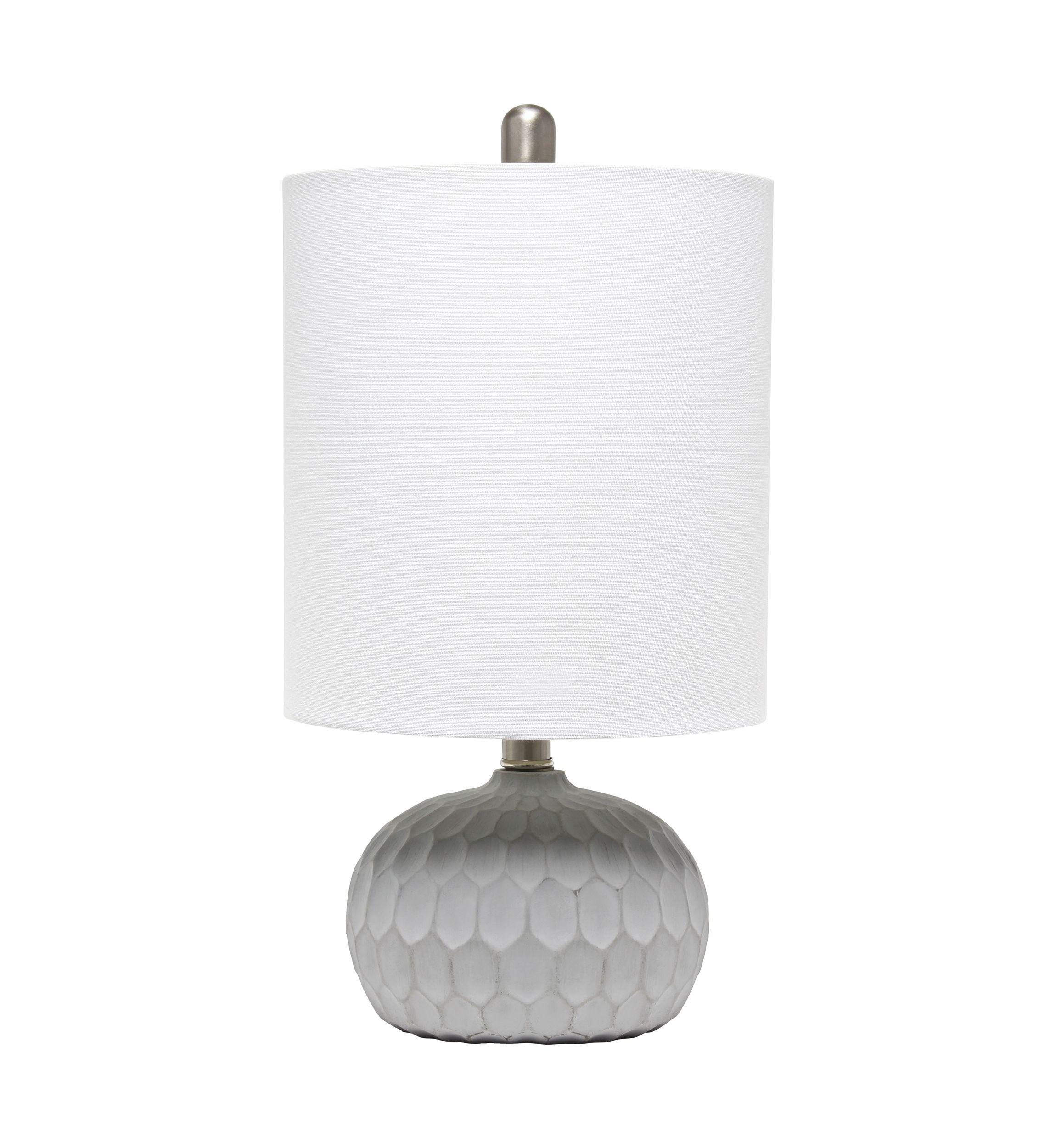 Concrete Thumbprint Table Lamp with White Fabric Shade