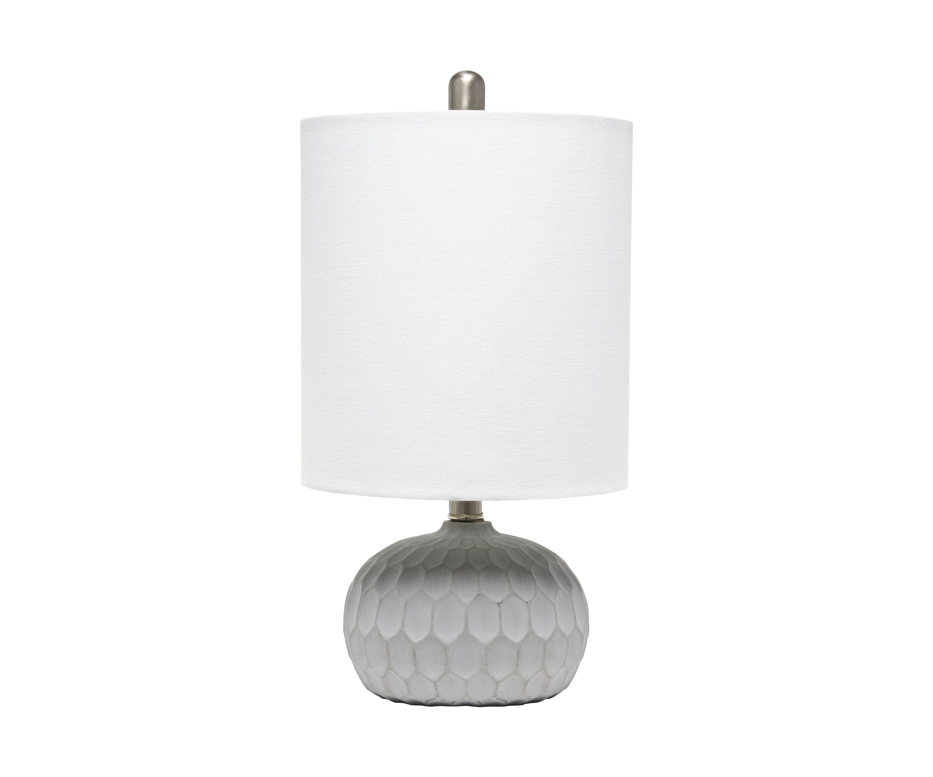 Concrete Thumbprint Table Lamp with White Fabric Shade