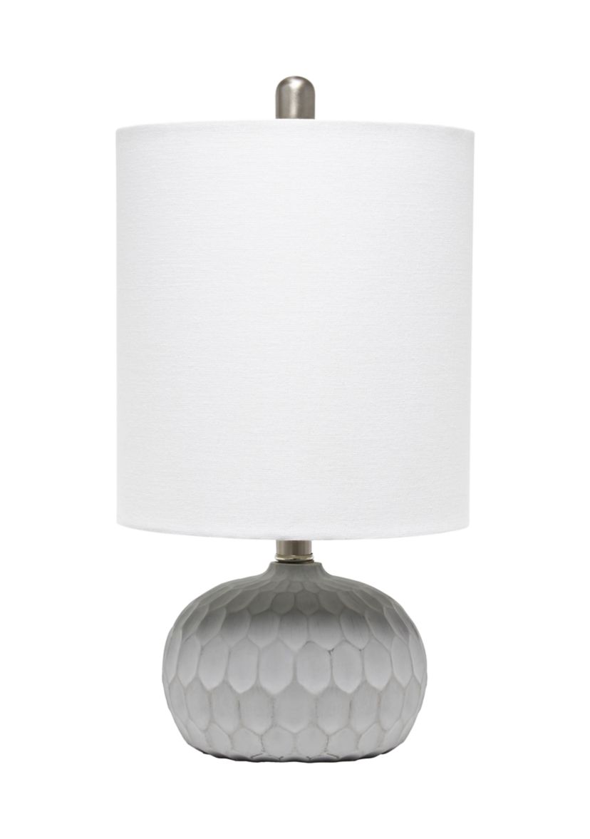 Concrete Thumbprint Table Lamp with White Fabric Shade