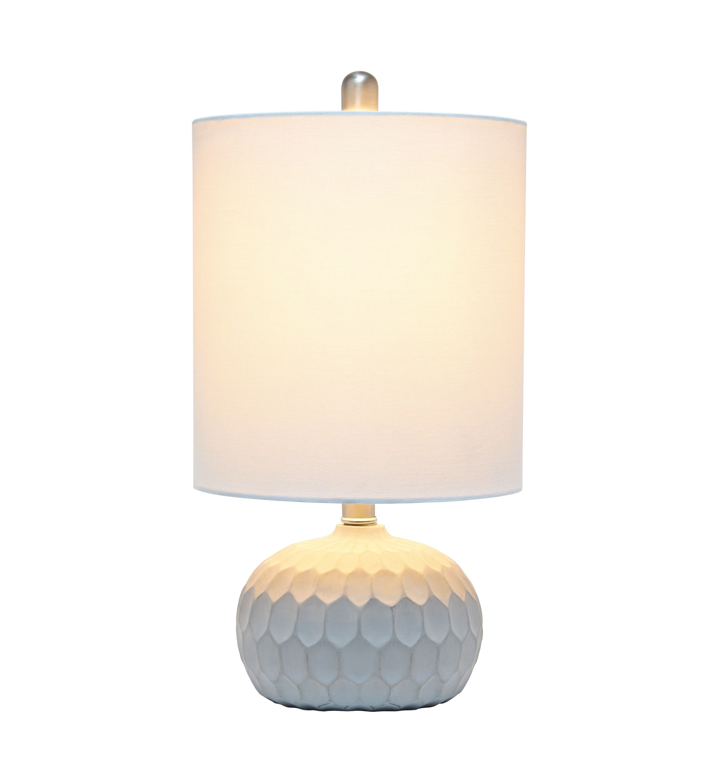 Concrete Thumbprint Table Lamp with White Fabric Shade