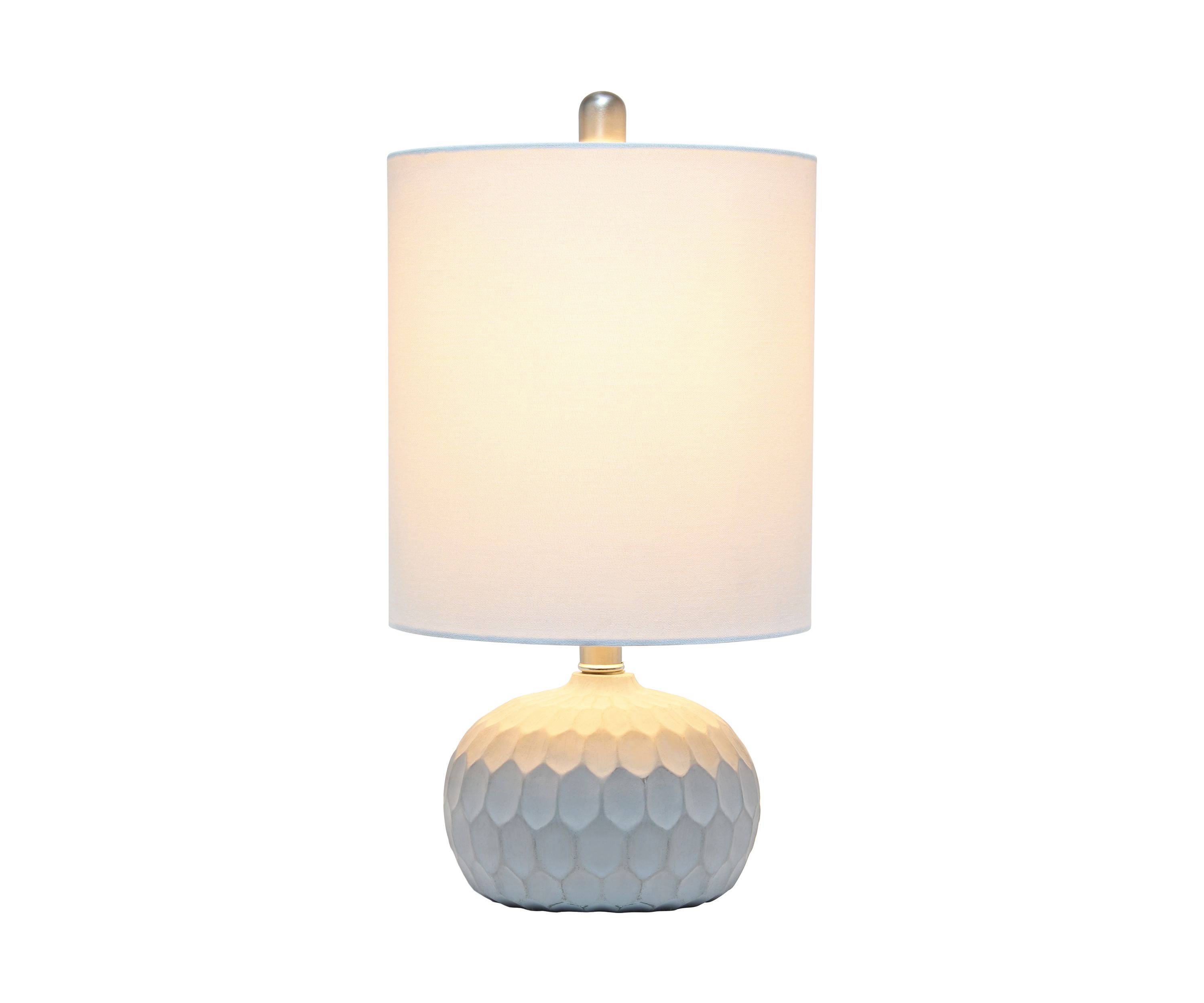 Concrete Thumbprint Table Lamp with White Fabric Shade