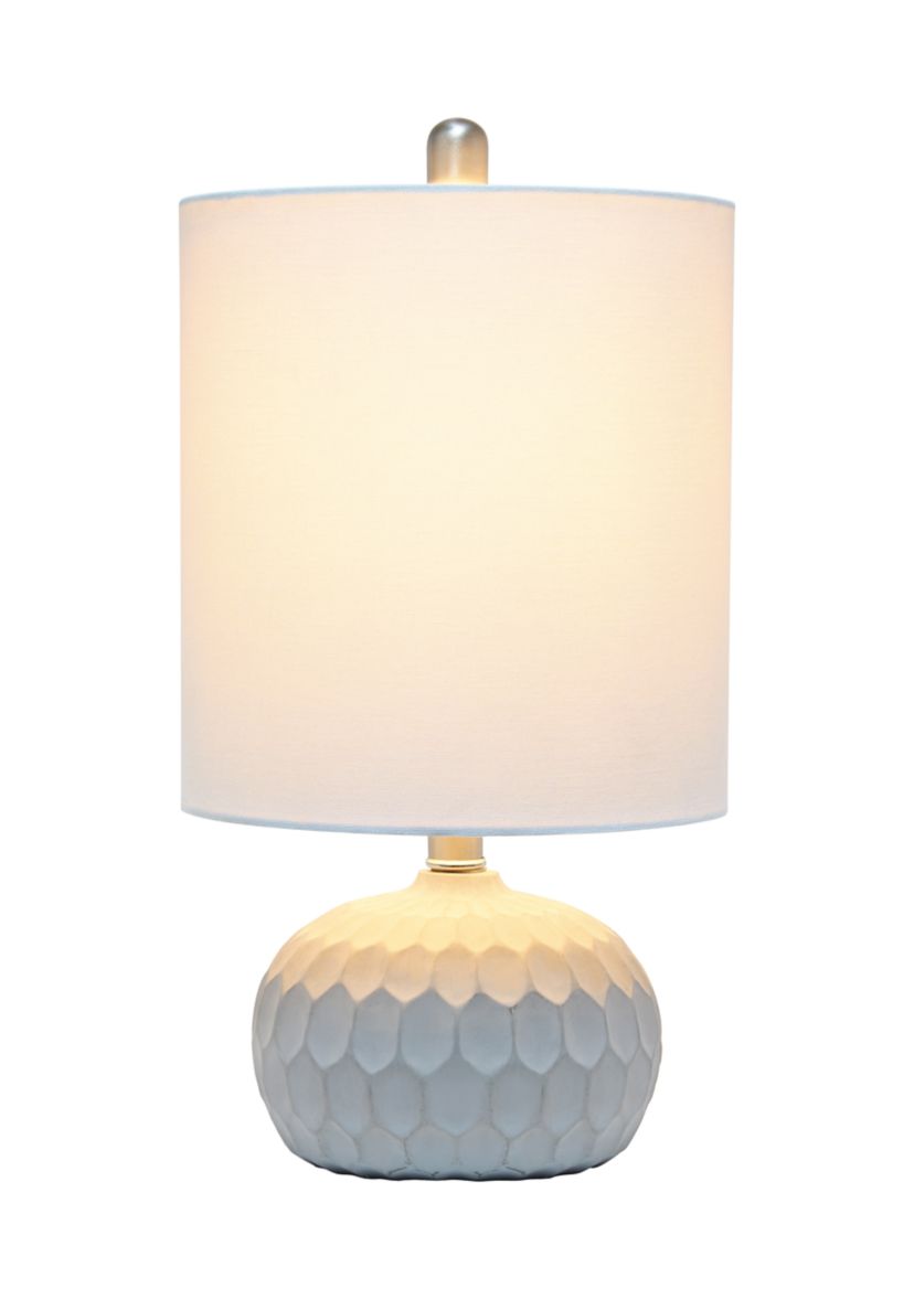 Concrete Thumbprint Table Lamp with White Fabric Shade